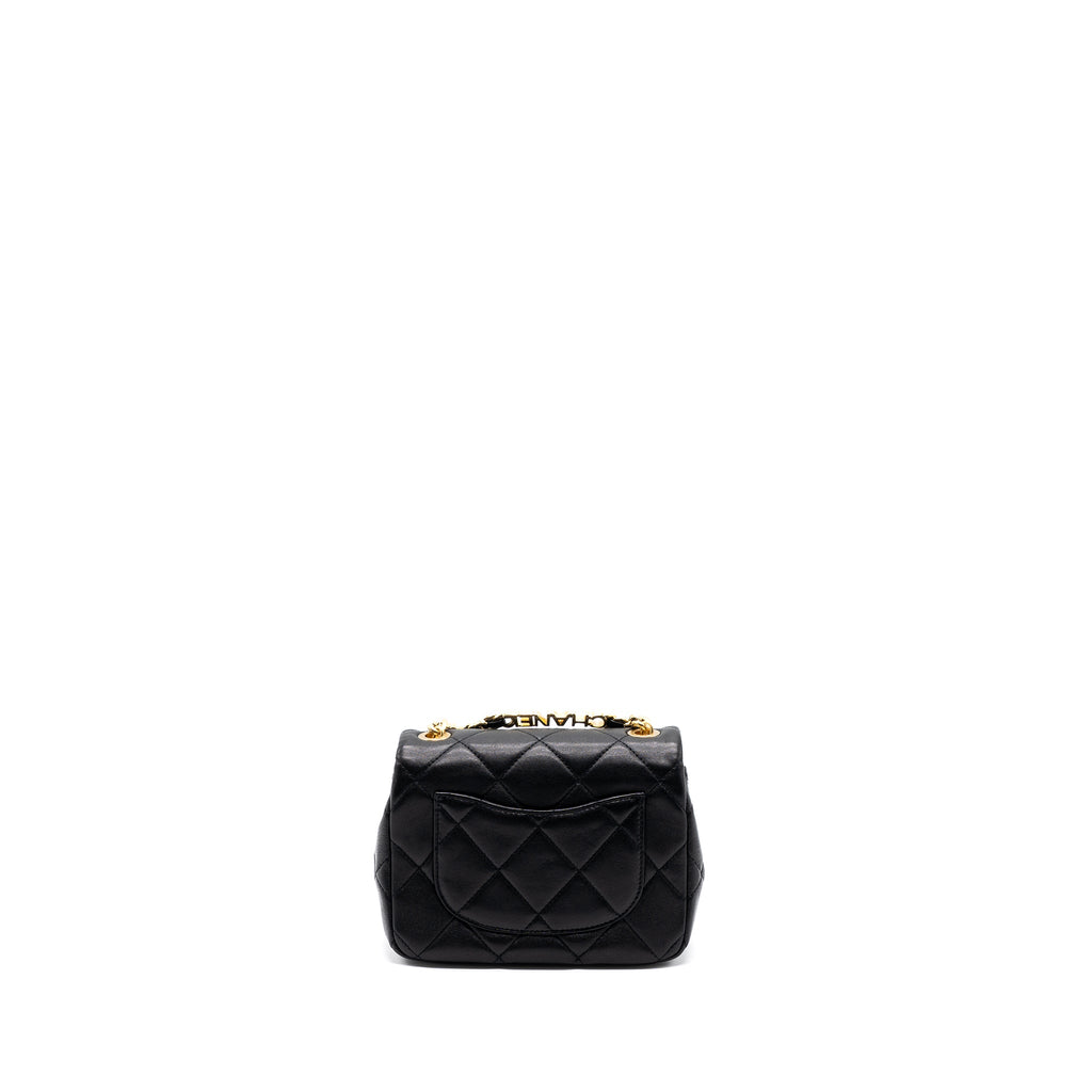CHANEL ROUND HANDLE MINI SQUARE CROSSBODY BAG LAMBSKIN BRUSHED GHW(MICROCHIP)