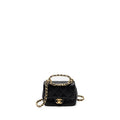 CHANEL ROUND HANDLE MINI SQUARE CROSSBODY BAG LAMBSKIN BRUSHED GHW(MICROCHIP)