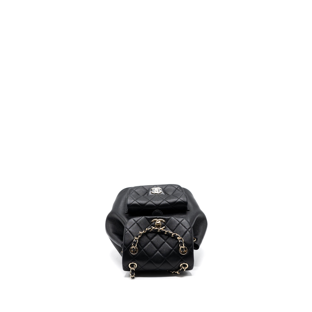 CHANEL MINI DUMA BACKPACK LAMBSKIN BLACK LGHW (MICROCHIP)