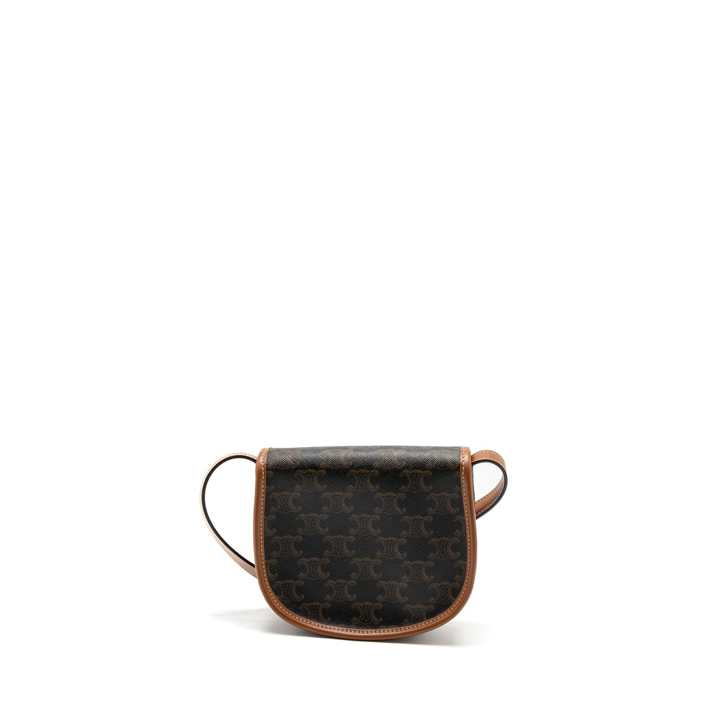 CELINE MINI BESACE IN TRIOMPHE CANVAS/CALFSKIN TAN GHW