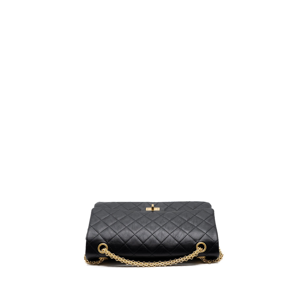 CHANEL 2.55 226 REISSUE FLAP BAG AGED CALFSKIN BLACK GHW