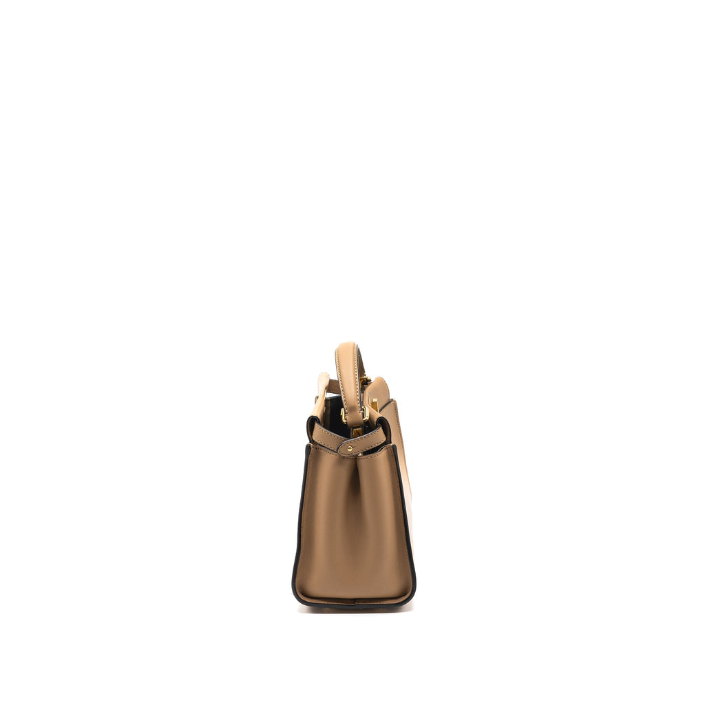 FENDI MINI PEEKABOO CALFSKIN BEIGE GHW