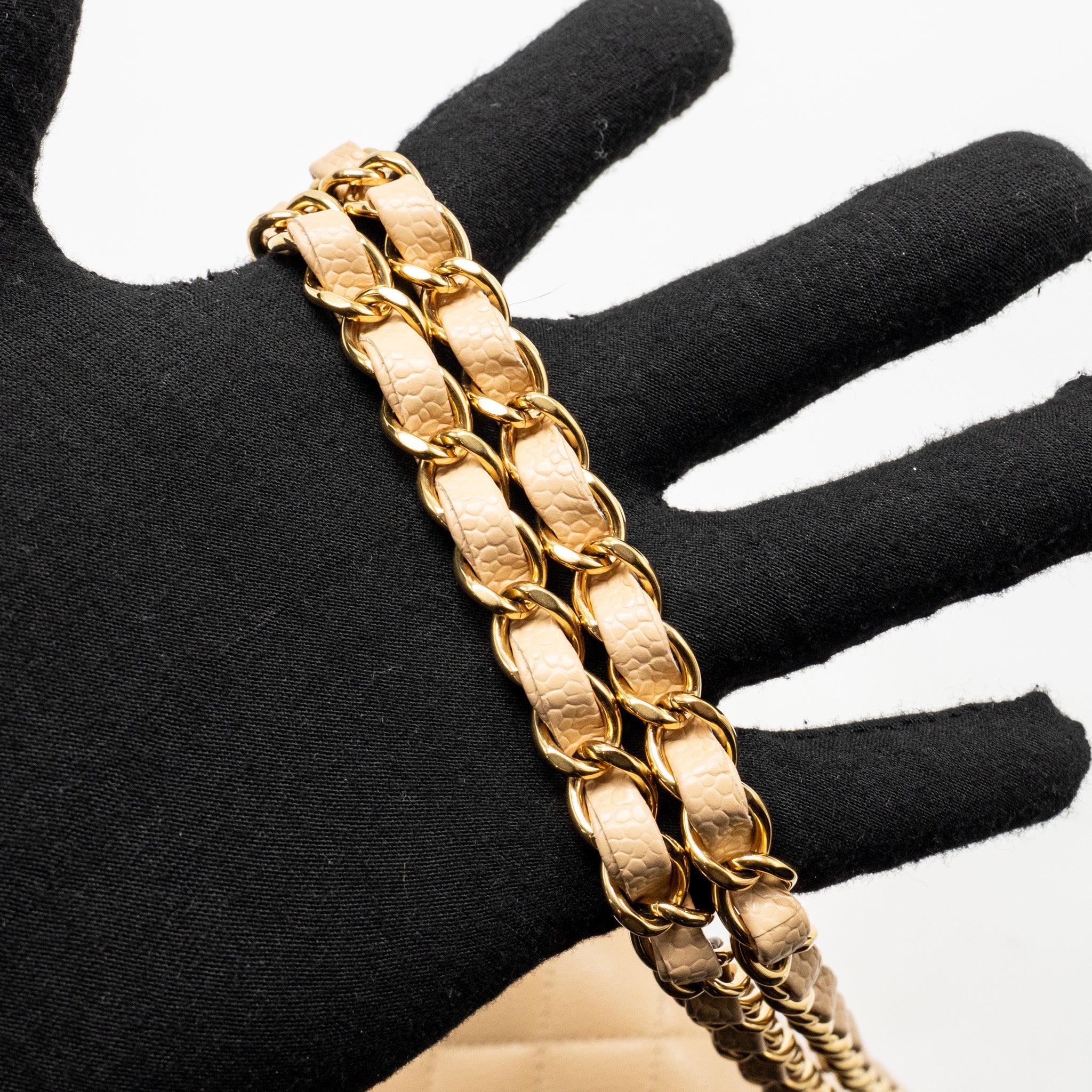 CHANEL MEDIUM CLASSIC DOUBLE FLAP BAG CAVIAR BEIGE GHW (MICROCHIP)