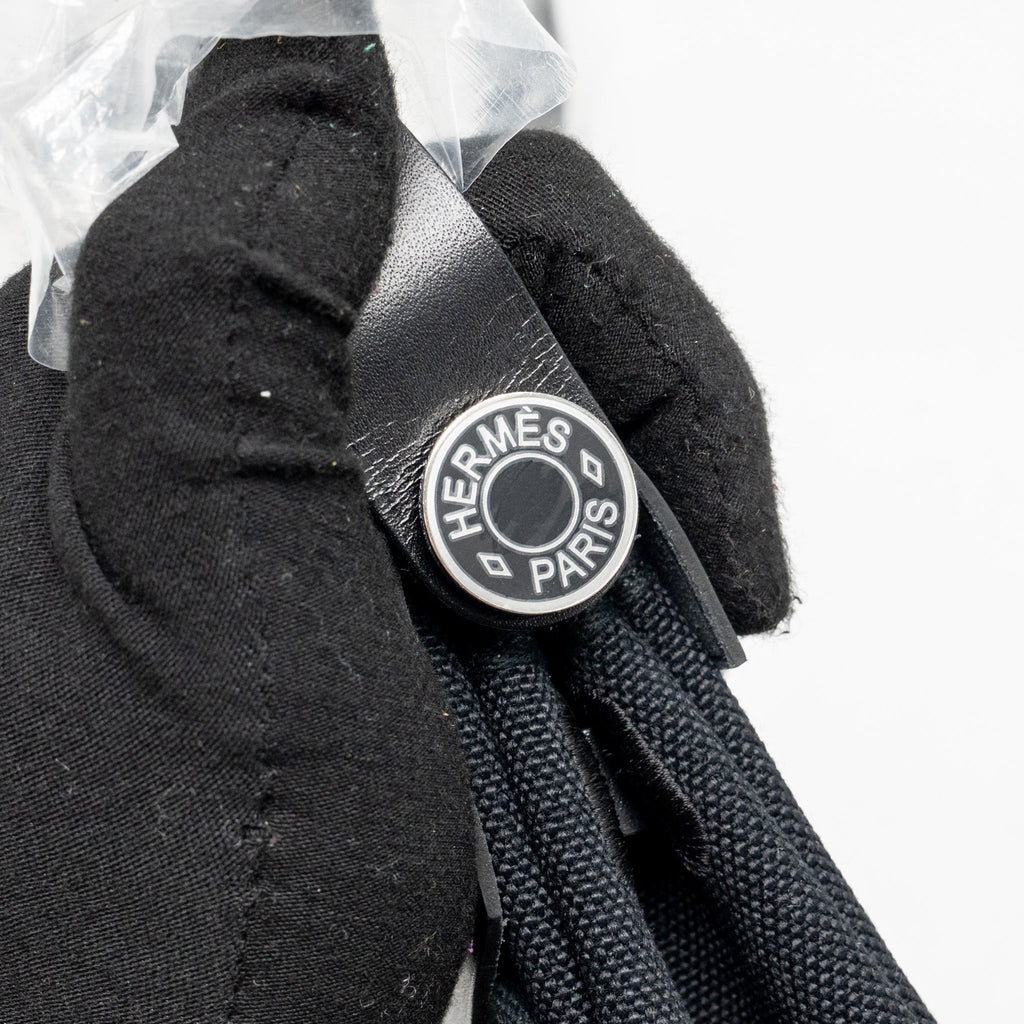 HERMES MINI HERBAG CANVAS / HUNTER LEATHER BLACK SHW