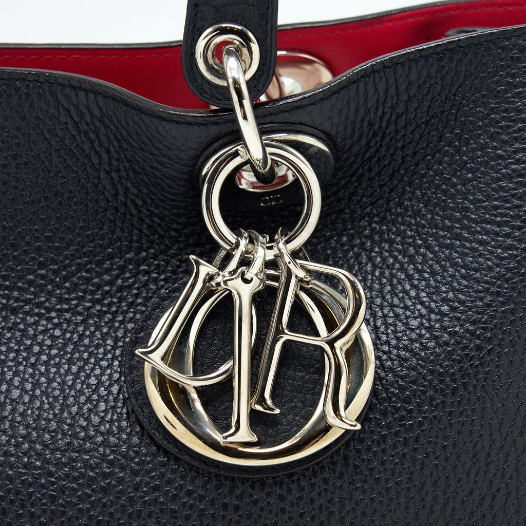 CHRISTIAN DIOR MEDIUM DIORISSIMO TOTE BAG BLACK GRAINED LEATHER SHW