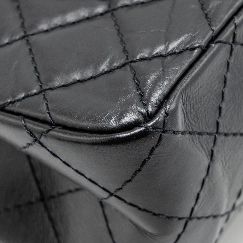 CHANEL SMALL 2.55 REISSUE FLAP BAG AGED CALFSKIN BLACK GHW