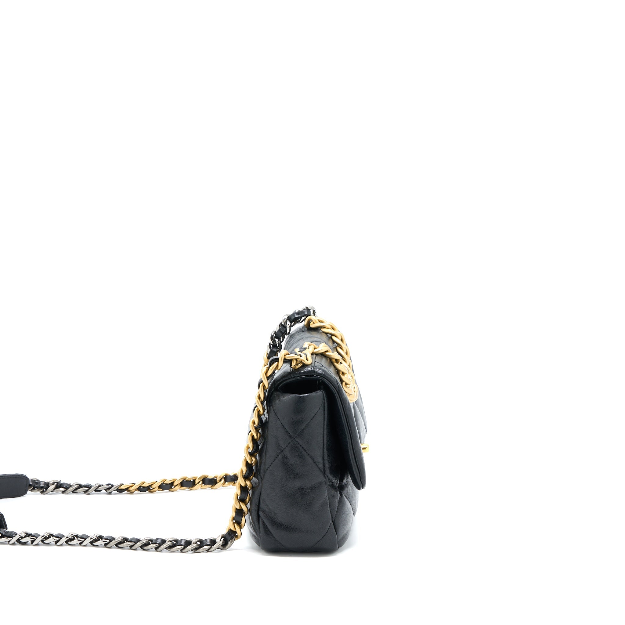 CHANEL SMALL 19 BAG GOATSKIN BLACK GHW