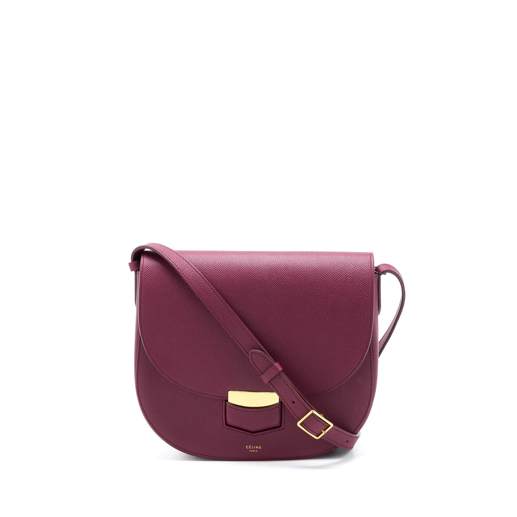 CELINE COMPACT TROTTEUR CROSSBODY SHOULDER BAG DARK PURPLE GHW