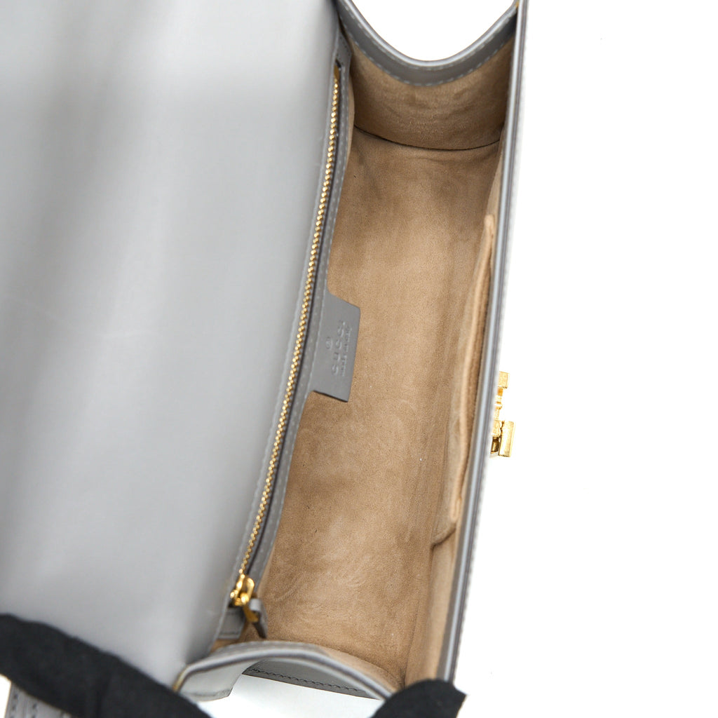GUCCI SMALL SYLVIE SHOULDER BAG CALFSKIN GREY GHW