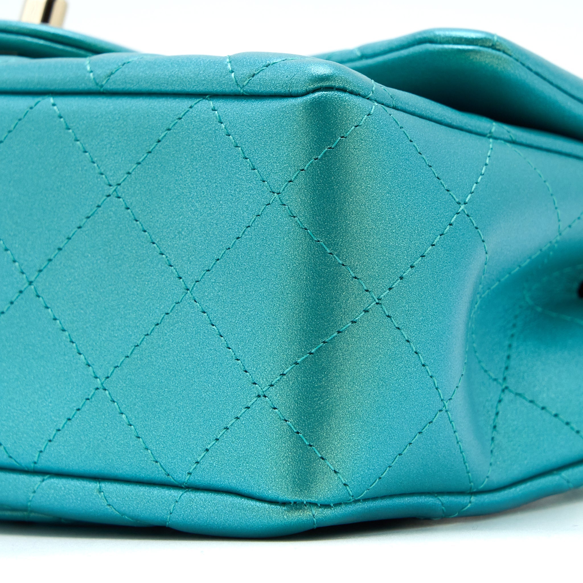 CHANEL 21S MINI RECTANGULAR FLAP BAG CALFSKIN IRIDESCENT GREEN LGHW