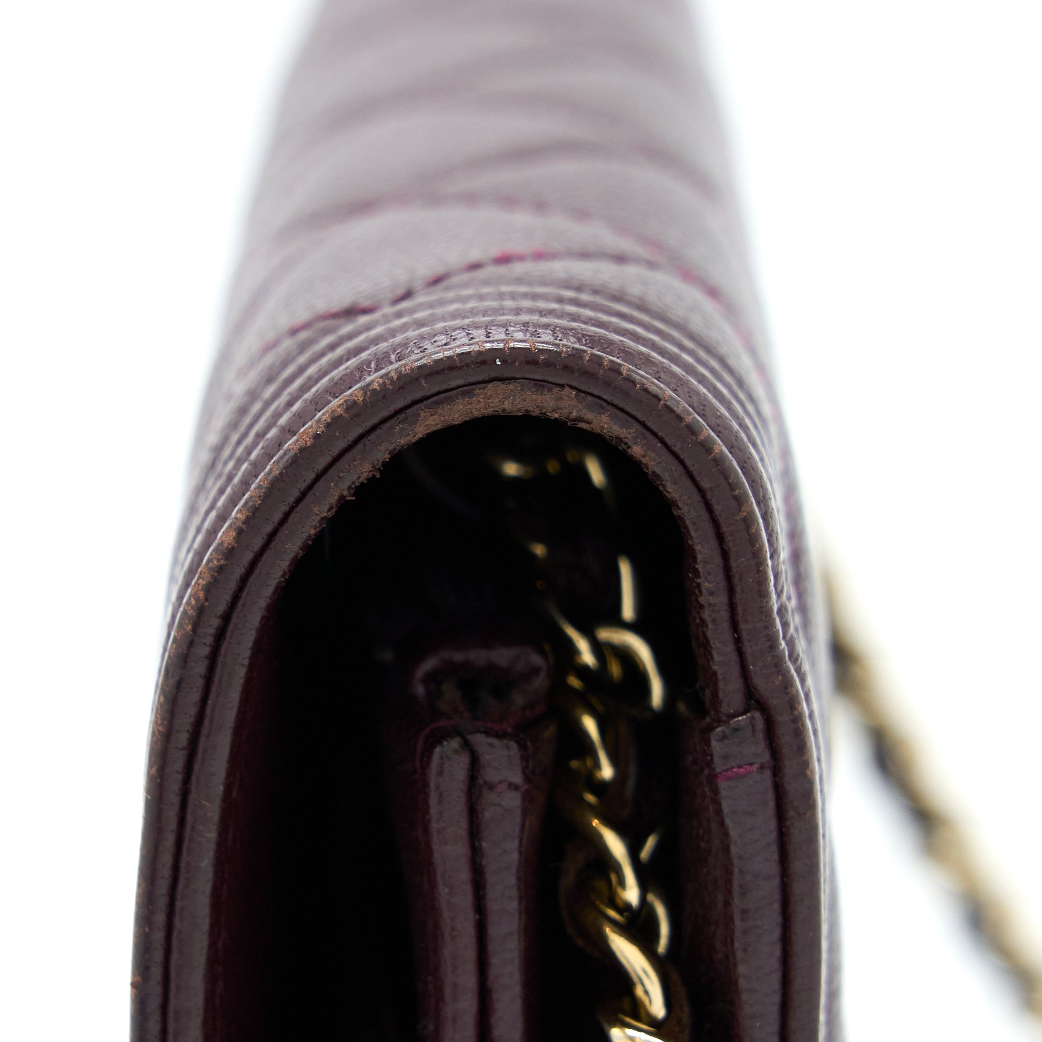 CHANEL BOY WALLET ON CHAIN CAVIAR BURGUNDY GHW