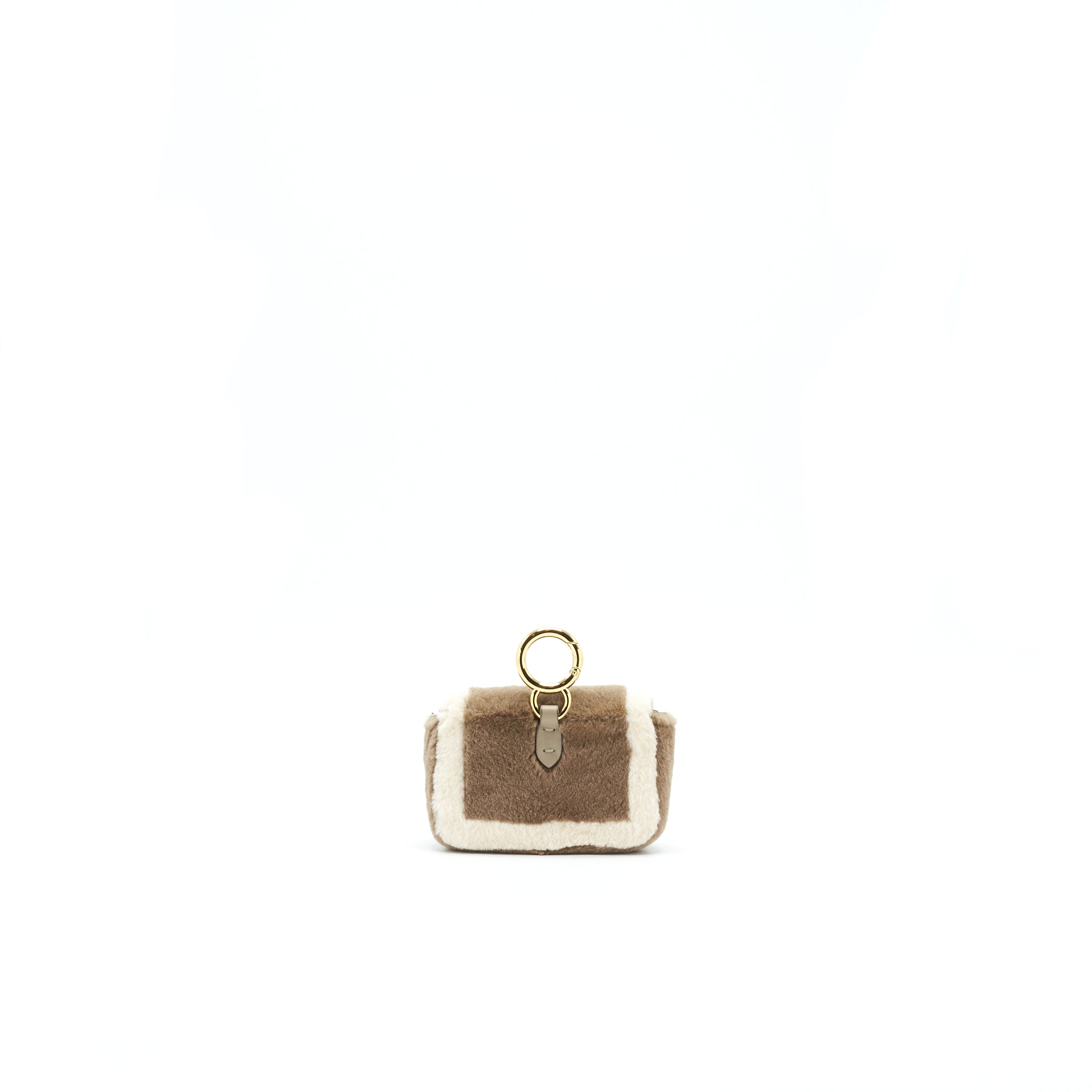 FENDI NANO BAGUETTE BROWN MINK CHARM