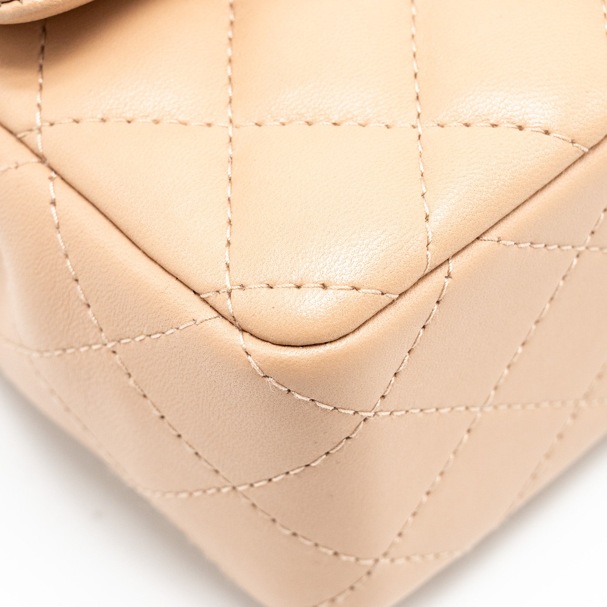 CHANEL MINI RECTANGULAR FLAP BAG LAMBSKIN LIGHT BEIGE LGHW (MICROCHIP)