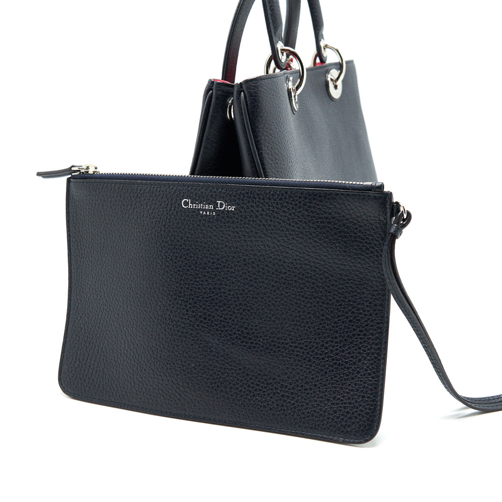 CHRISTIAN DIOR MEDIUM DIORISSIMO TOTE BAG BLACK GRAINED LEATHER SHW