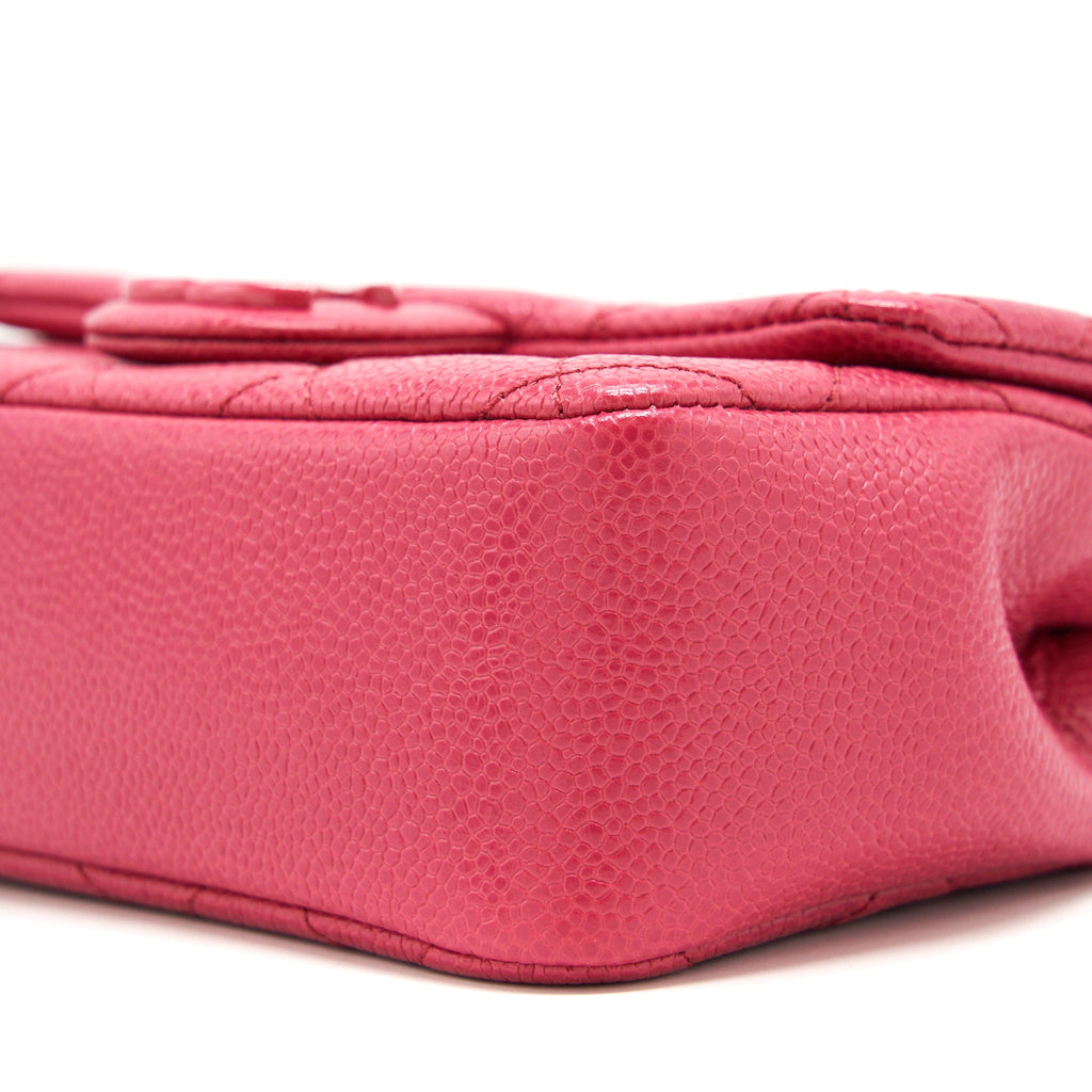 CHANEL MINI SQUARE CAVIAR PINK IN PINK HARDWARE