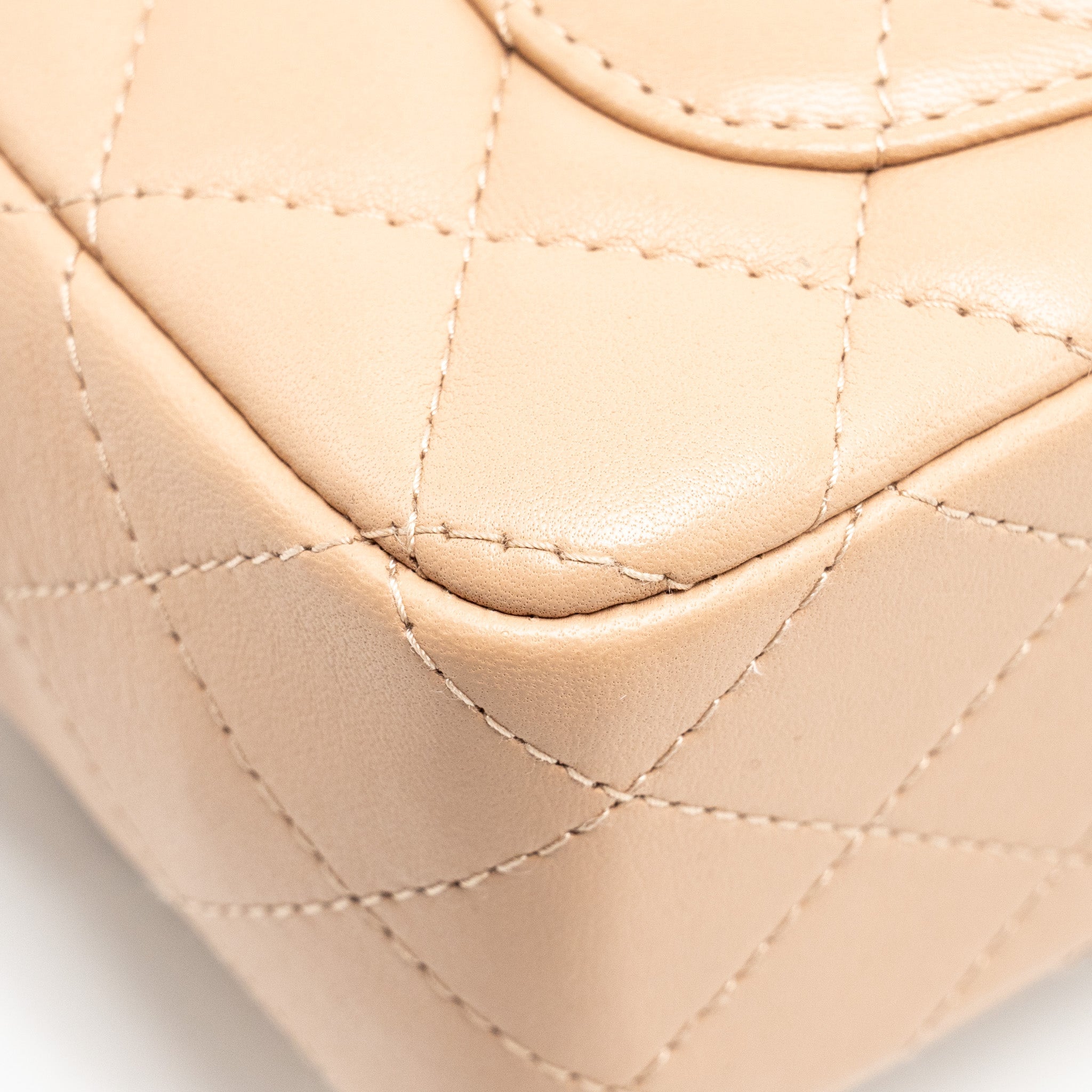 CHANEL MINI RECTANGULAR FLAP BAG LAMBSKIN LIGHT BEIGE LGHW (MICROCHIP)