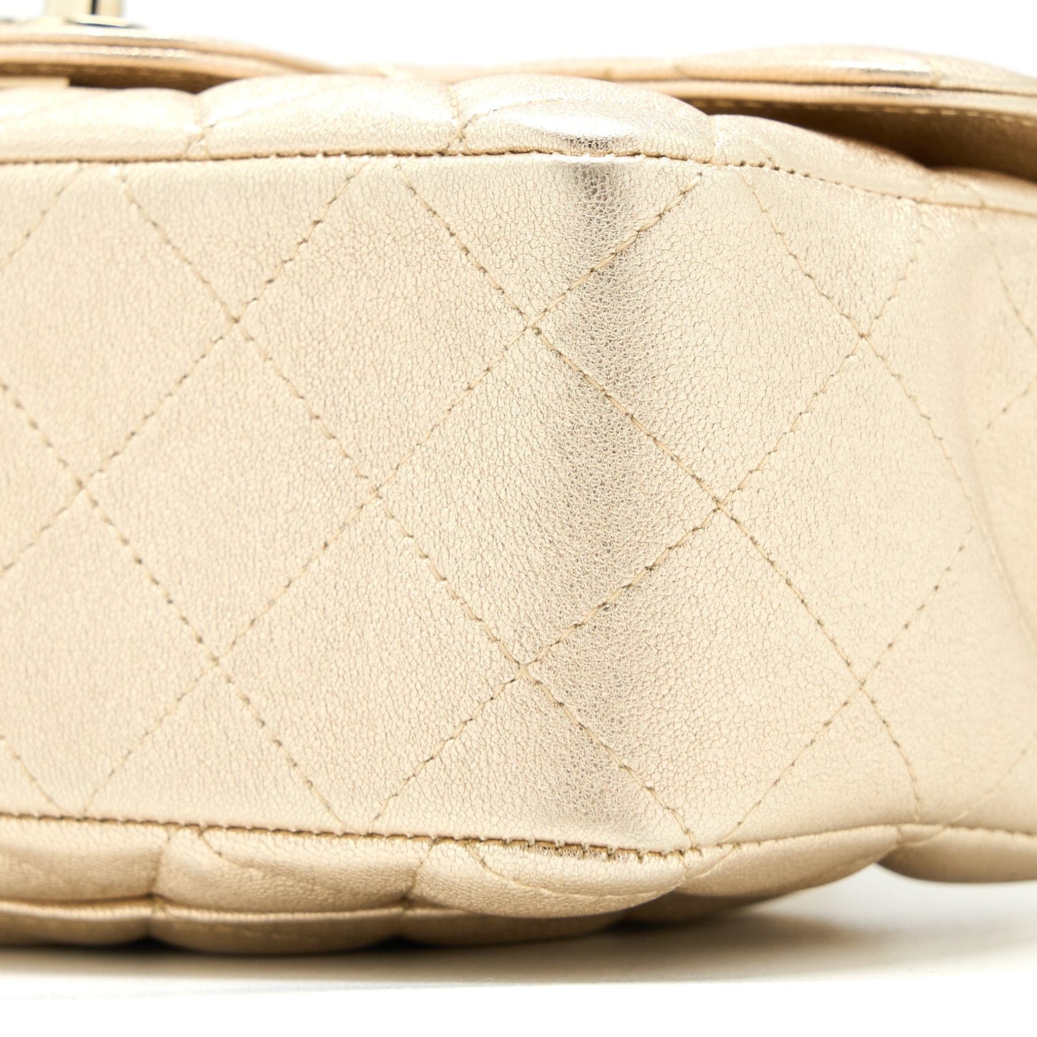 CHANEL 21P MINI RECTANGULAR FLAP BAG GRAINED LAMBSKIN GOLD LGHW