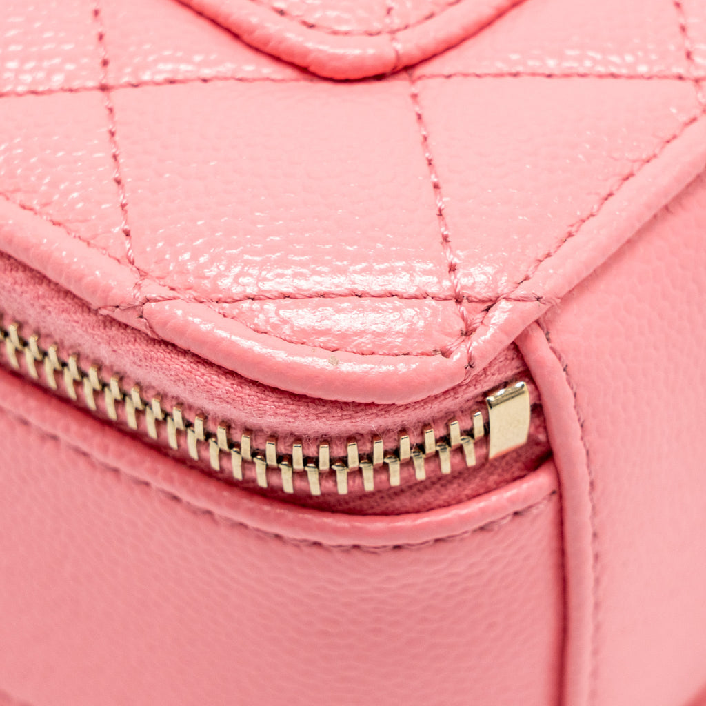 CHANEL 22S LETTER TOP HANDLE SMALL VANITY CASE CAVIAR PINK BRUSHED GHW (MICROCHIP)