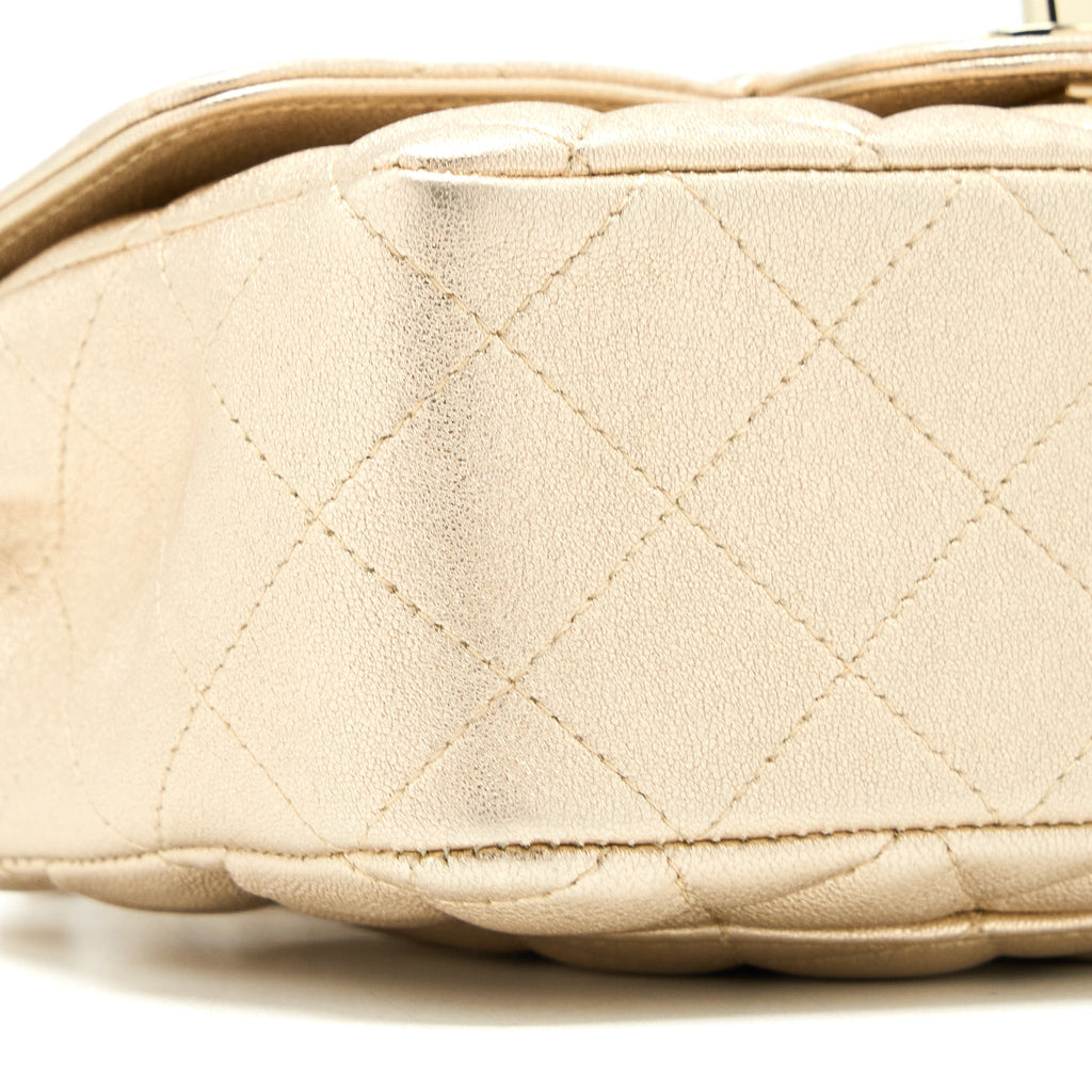 CHANEL 21P MINI RECTANGULAR FLAP BAG GRAINED LAMBSKIN GOLD LGHW