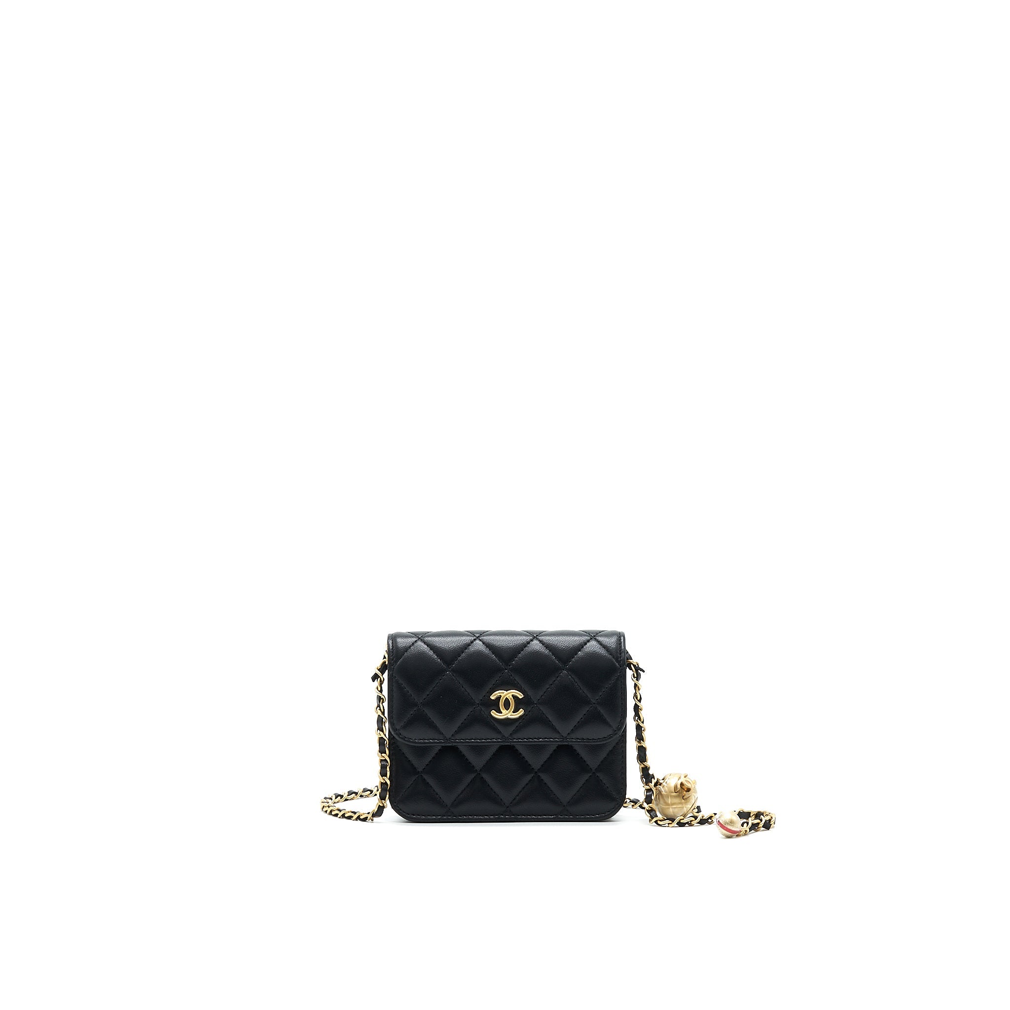 CHANEL 2021 PEARL CRUSH BELT BAG BLACK WITH GHW