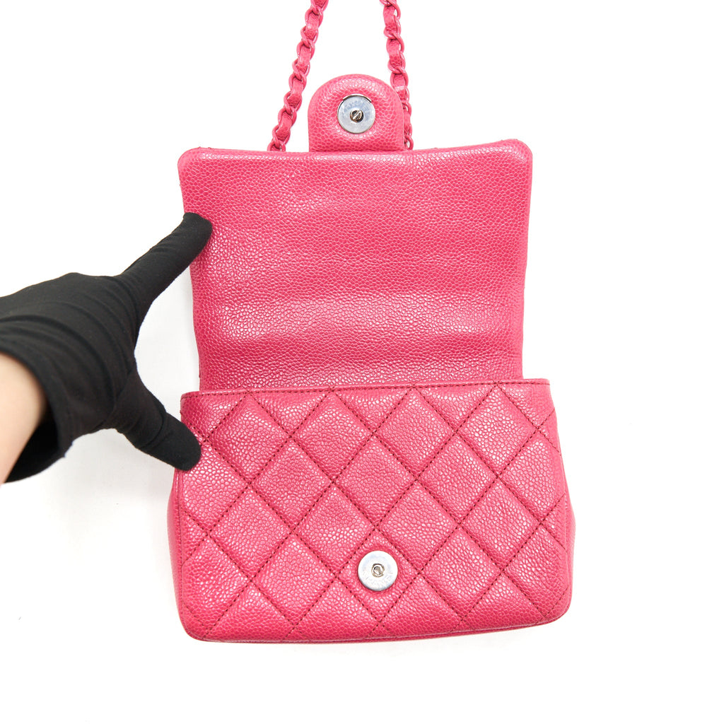 CHANEL MINI SQUARE CAVIAR PINK IN PINK HARDWARE
