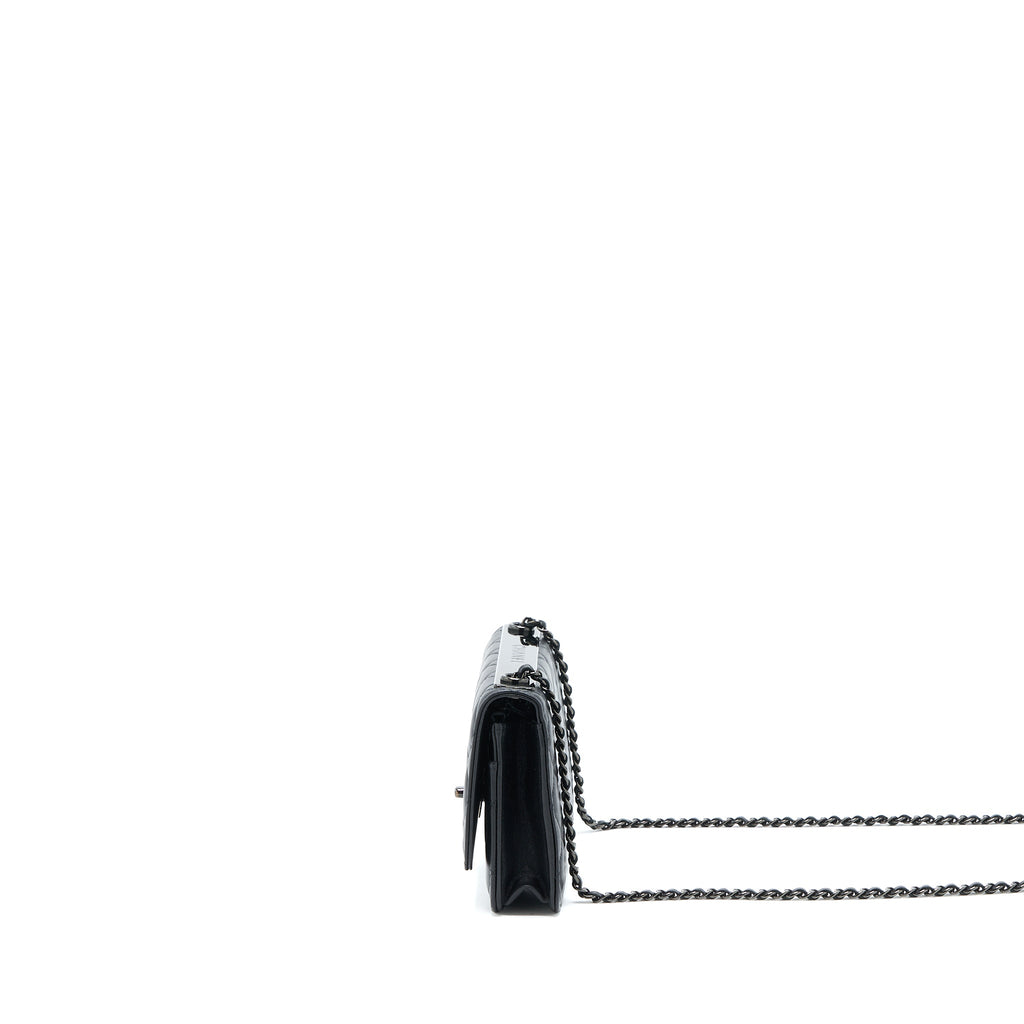 CHANEL TRENDY CC WALLET ON CHAIN LAMBSKIN SO BLACK WITH BLACK HARDWARE (MICROCHIP)