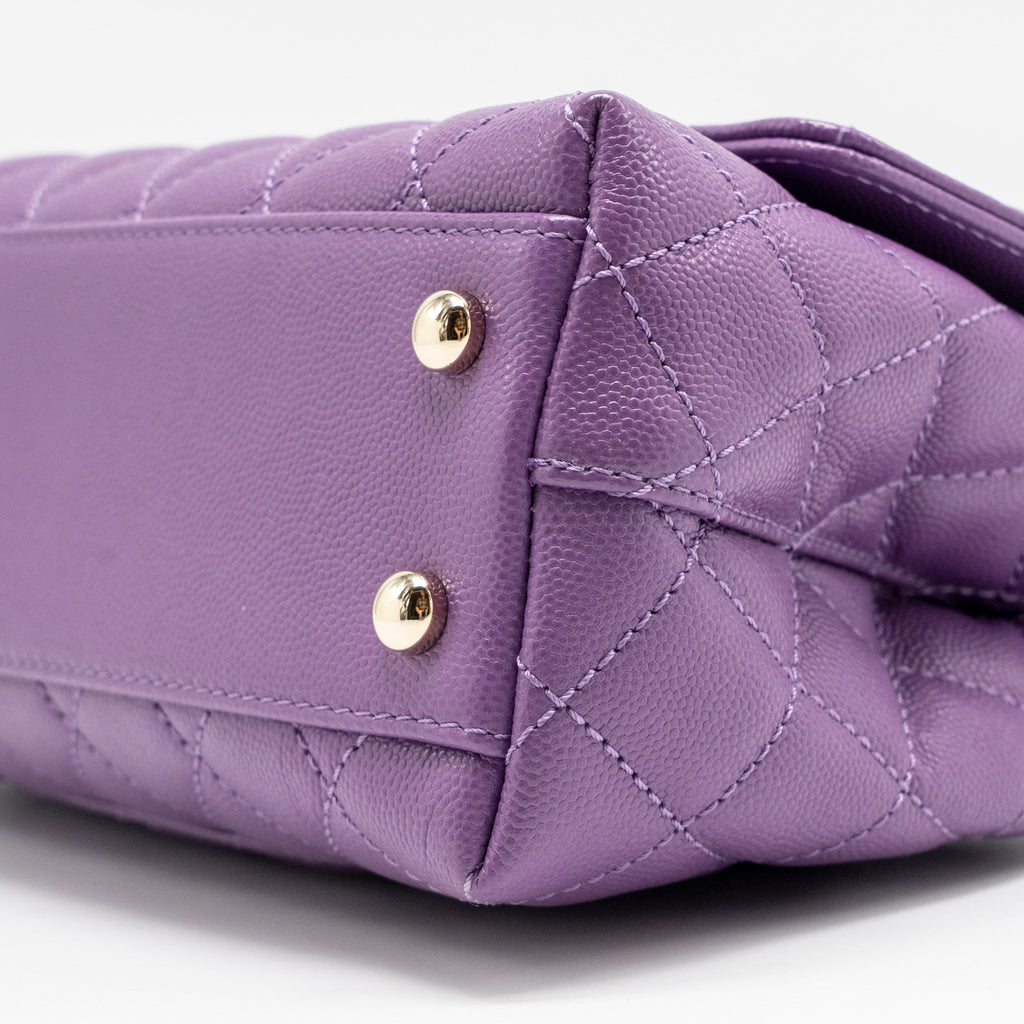 CHANEL SMALL COCO HANDLE CAVIAR PURPLE LGHW (MICROCHIP)