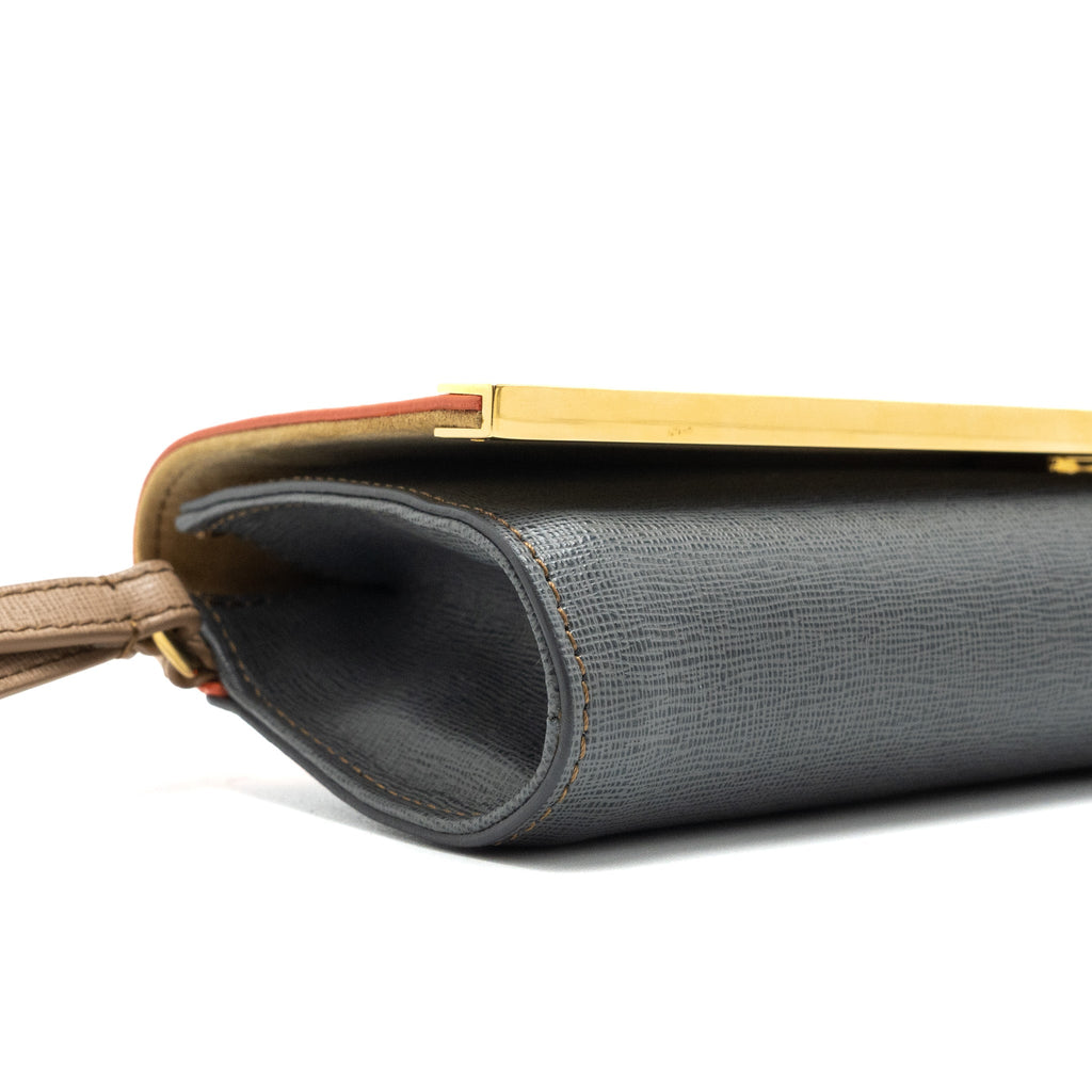 FENDI FLAP CLUTCH CALFSKIN ORANGE/MULTICOLOUR GHW