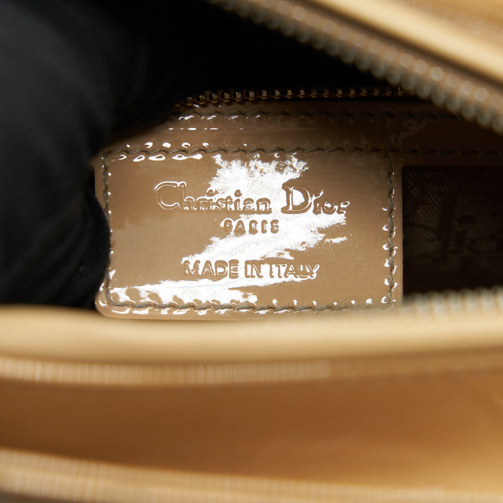 CHRISTIAN DIOR MEDIUM LADY DIOR PATENT LEATHER BEIGE GHW