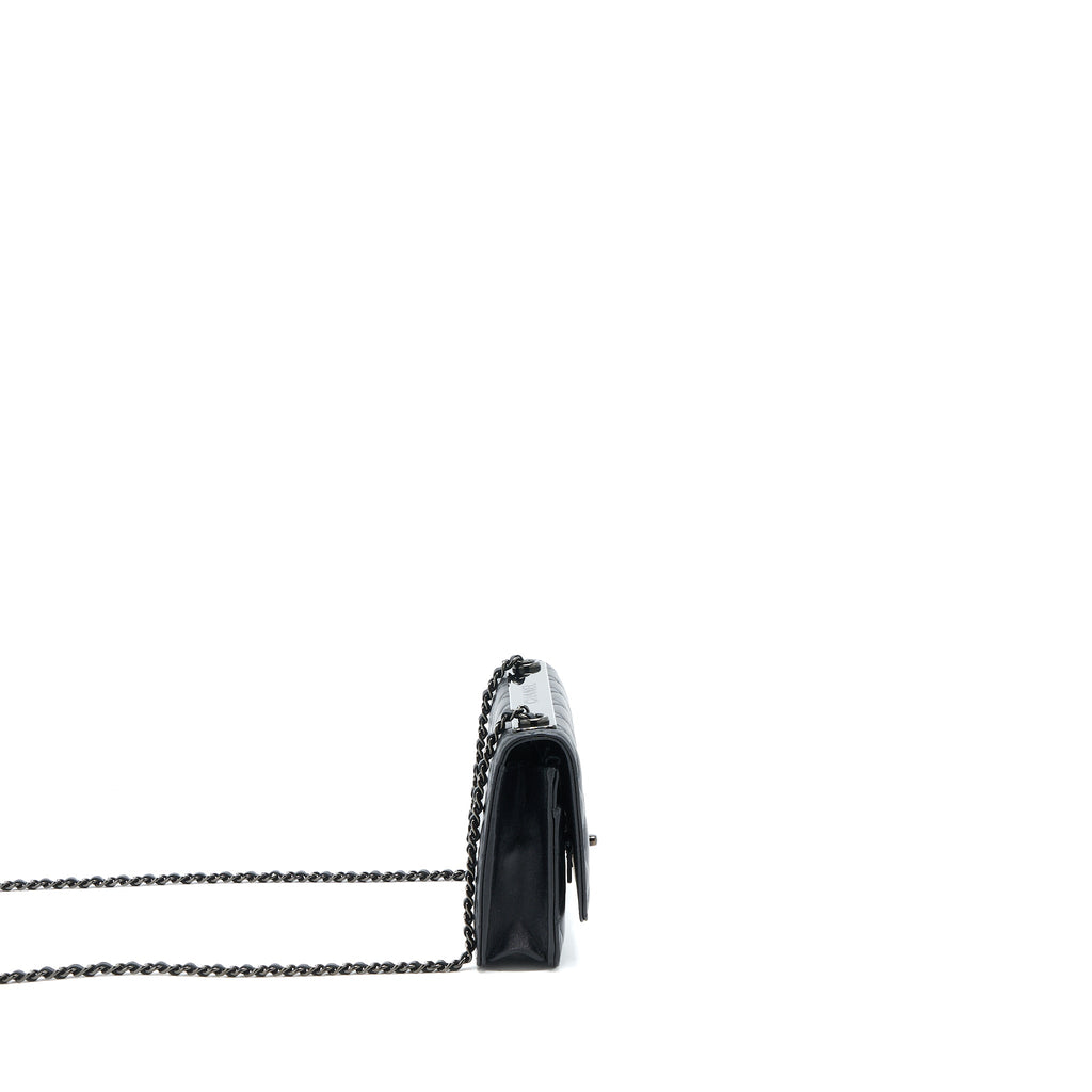 CHANEL TRENDY CC WALLET ON CHAIN LAMBSKIN SO BLACK WITH BLACK HARDWARE (MICROCHIP)