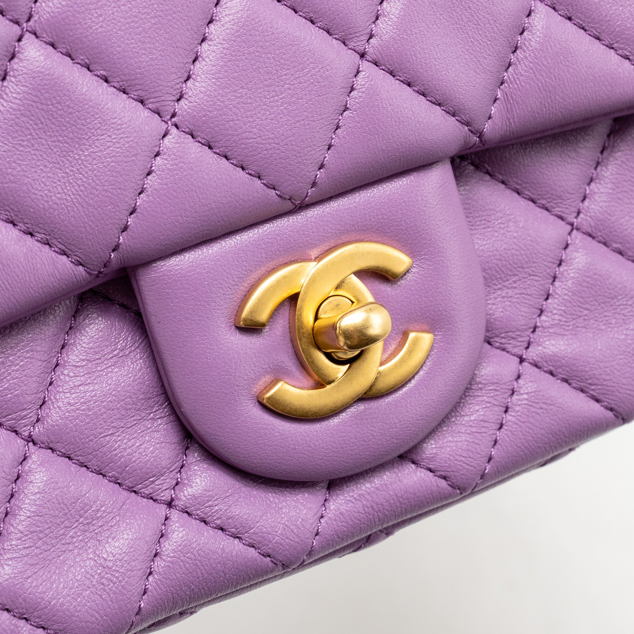 CHANEL PEARL CRUSH MINI RECTANGULAR FLAP BAG LAMBSKIN PURPLE GHW (MICROCHIP)