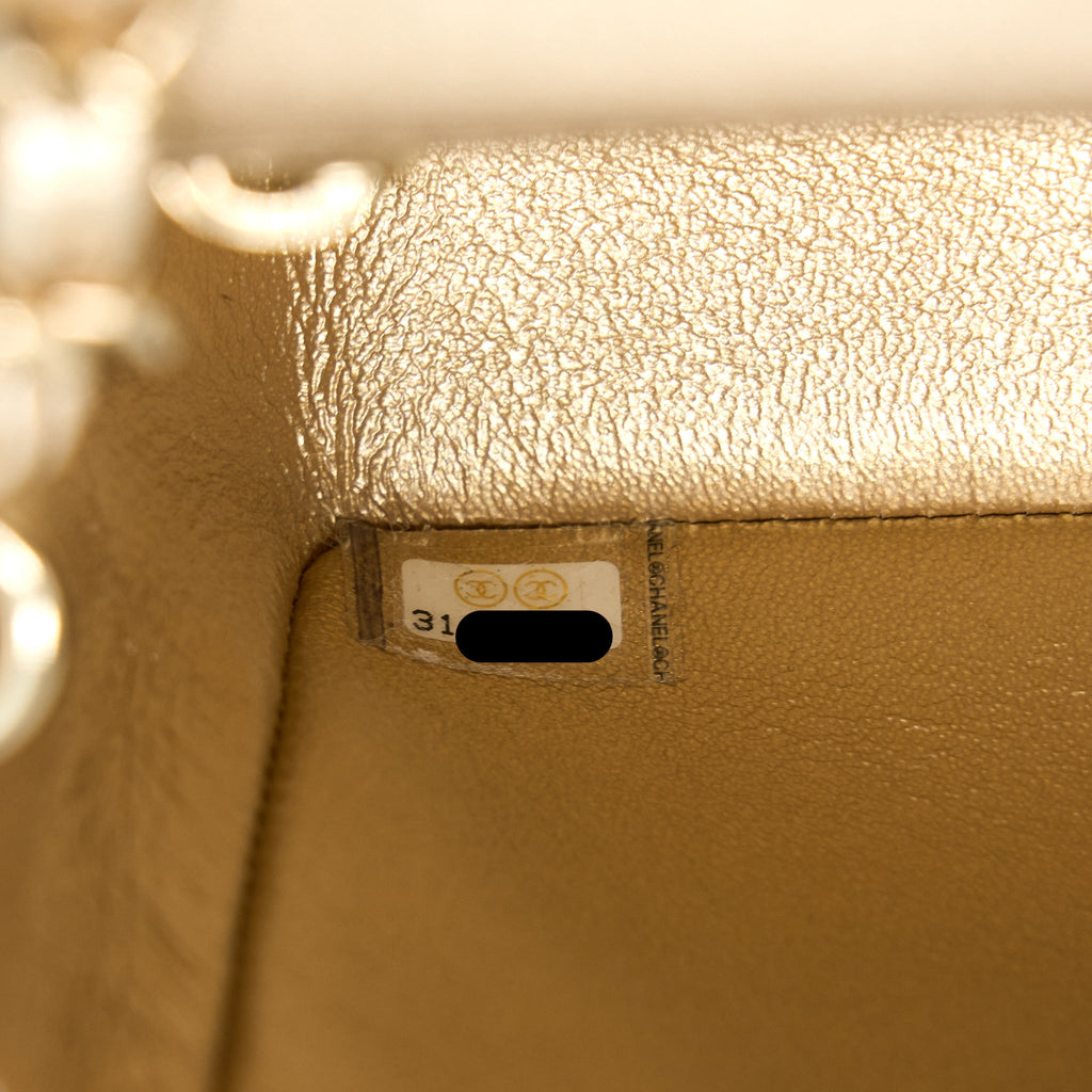 CHANEL 21P MINI RECTANGULAR FLAP BAG GRAINED LAMBSKIN GOLD LGHW