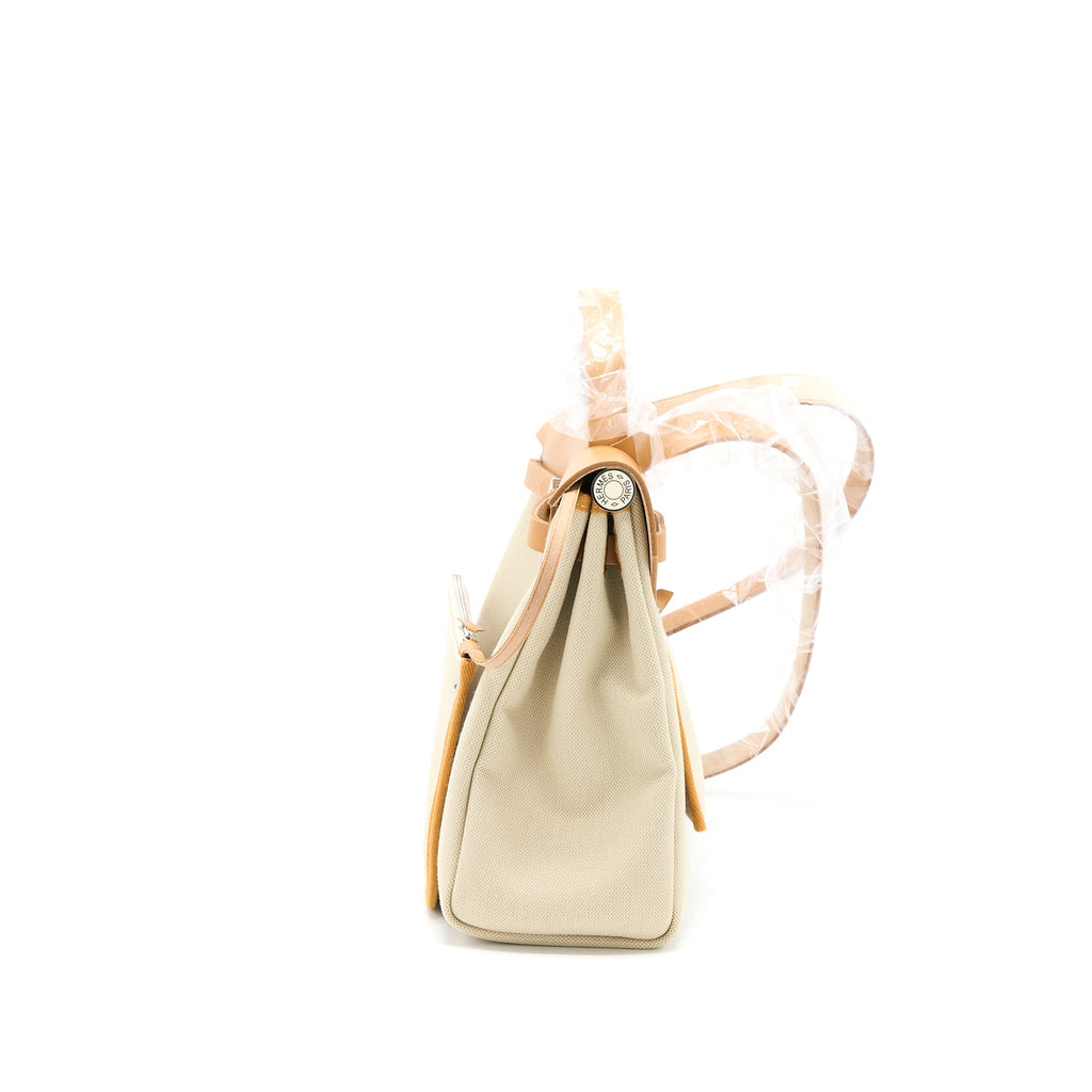 HERMES HERBAG ZIP 31 BAG CANVAS BRETON/NATURAL SABLE/NATA SHW