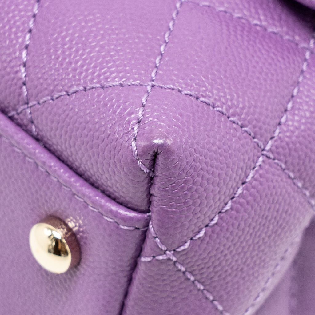 CHANEL SMALL COCO HANDLE CAVIAR PURPLE LGHW (MICROCHIP)
