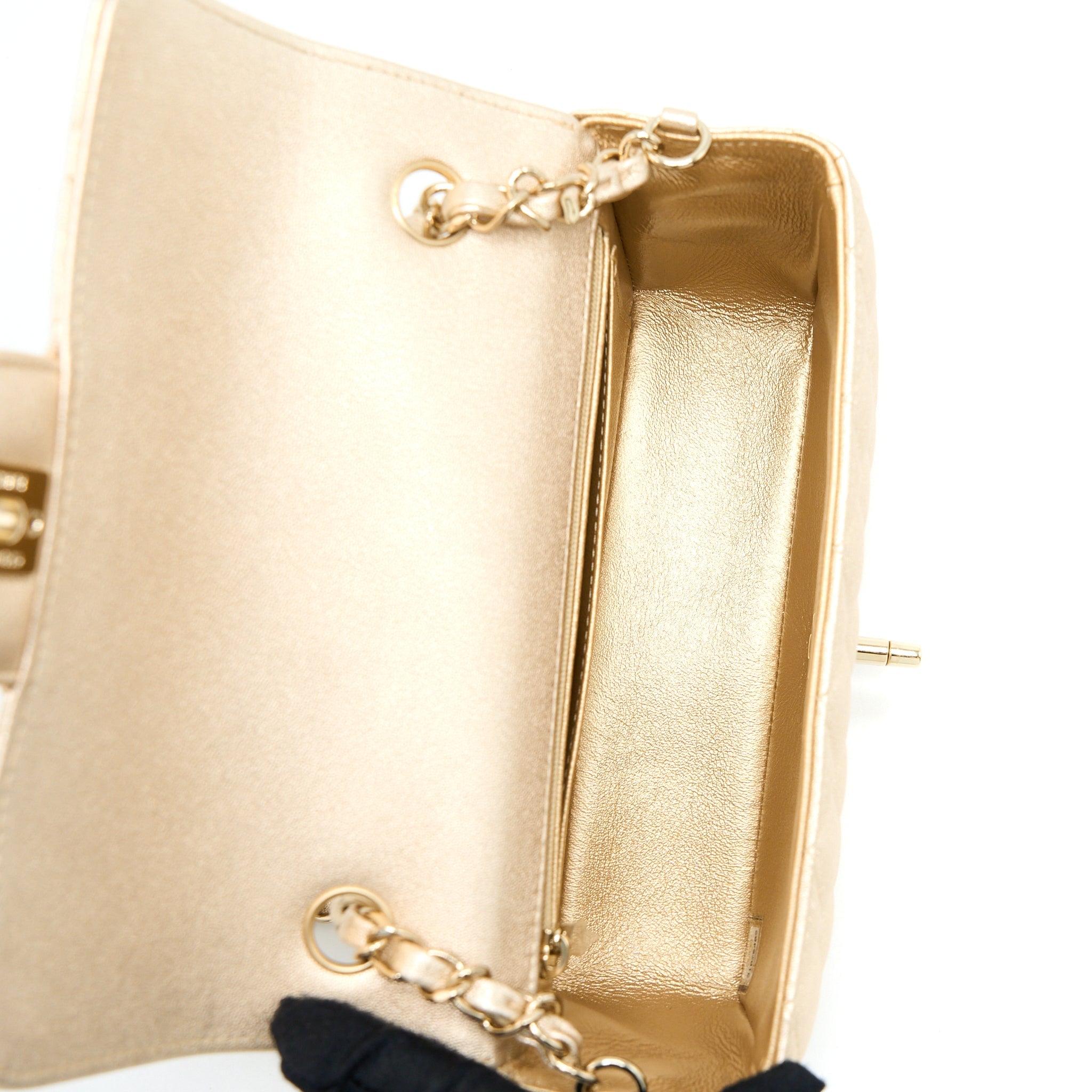 CHANEL 21P MINI RECTANGULAR FLAP BAG GRAINED LAMBSKIN GOLD LGHW