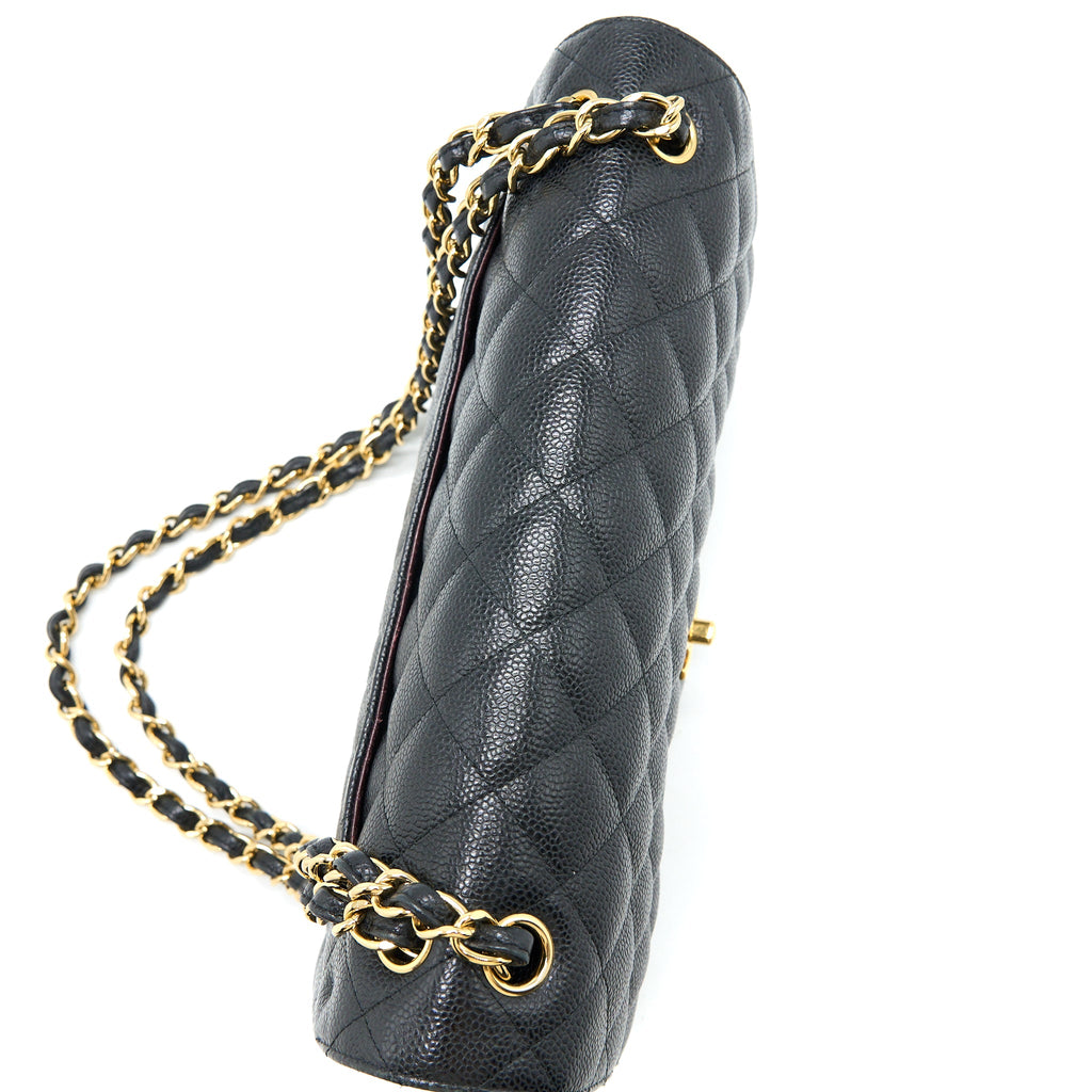 CHANEL CLASSIC JUMBO DOUBLE FLAP BAG CAVIAR BLACK GHW