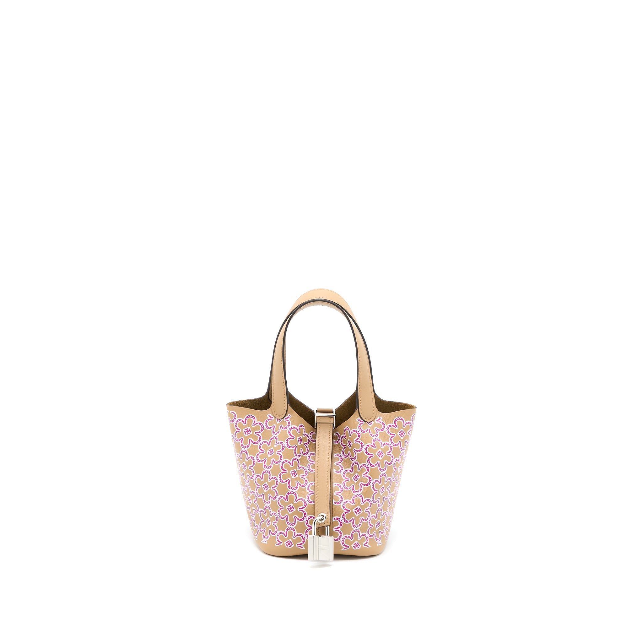 HERMES MICRO LUCKY DAISY PICOTIN 14 SWIFT CHAI/ROSE/BLANC SHW