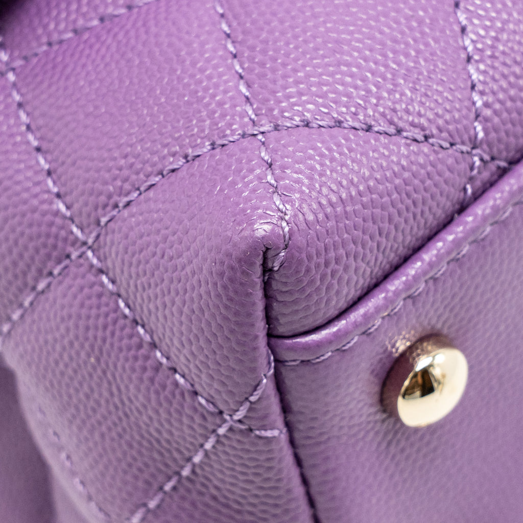 CHANEL SMALL COCO HANDLE CAVIAR PURPLE LGHW (MICROCHIP)