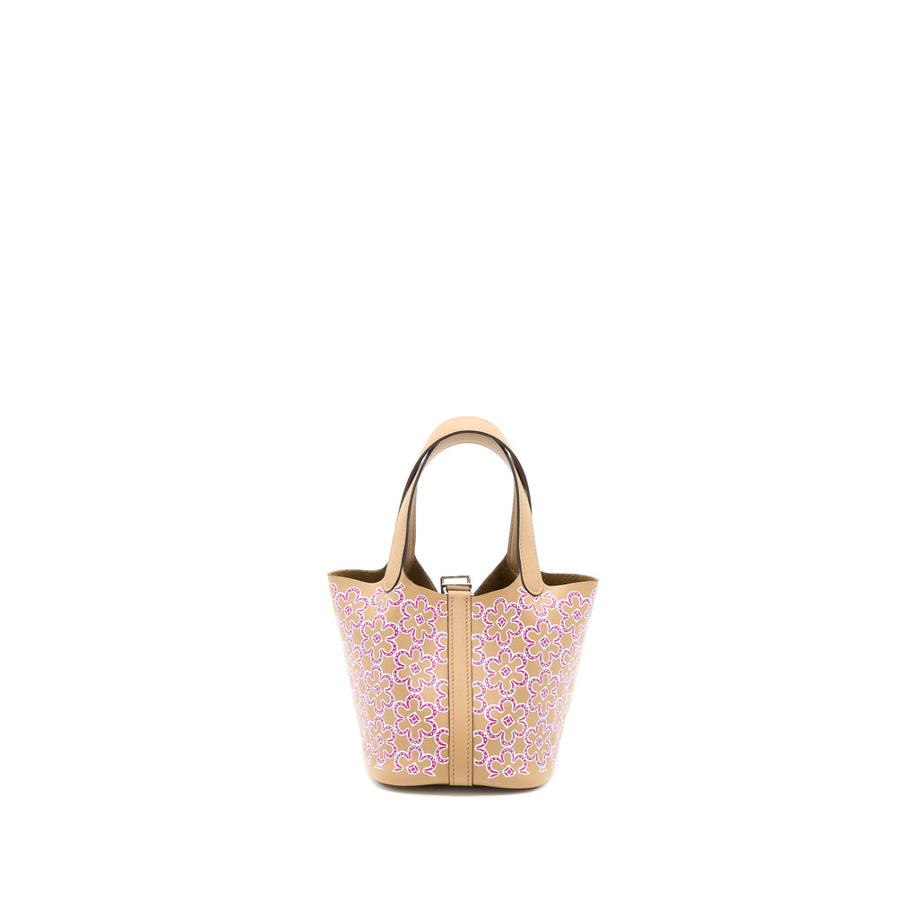 HERMES MICRO LUCKY DAISY PICOTIN 14 SWIFT CHAI/ROSE/BLANC SHW