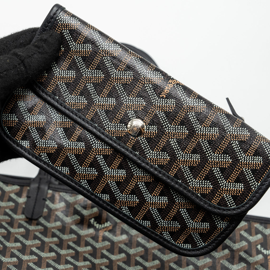 GOYARD SAINT LOUIS PM TOTE BAG GOYARDLINE CANVAS / LEATHER BLACK SHW