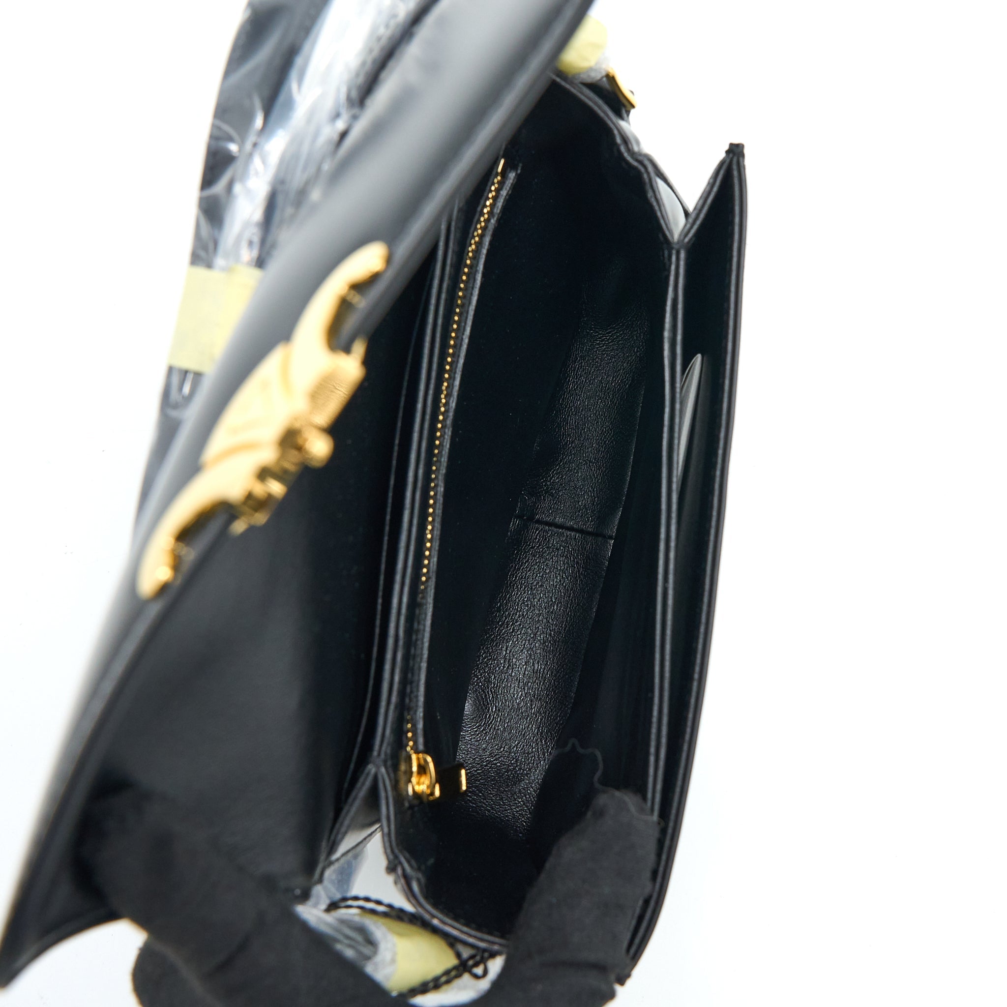 CELINE TEEN TRIOMPHE SHOULDER BAG CALFSKIN BLACK GHW