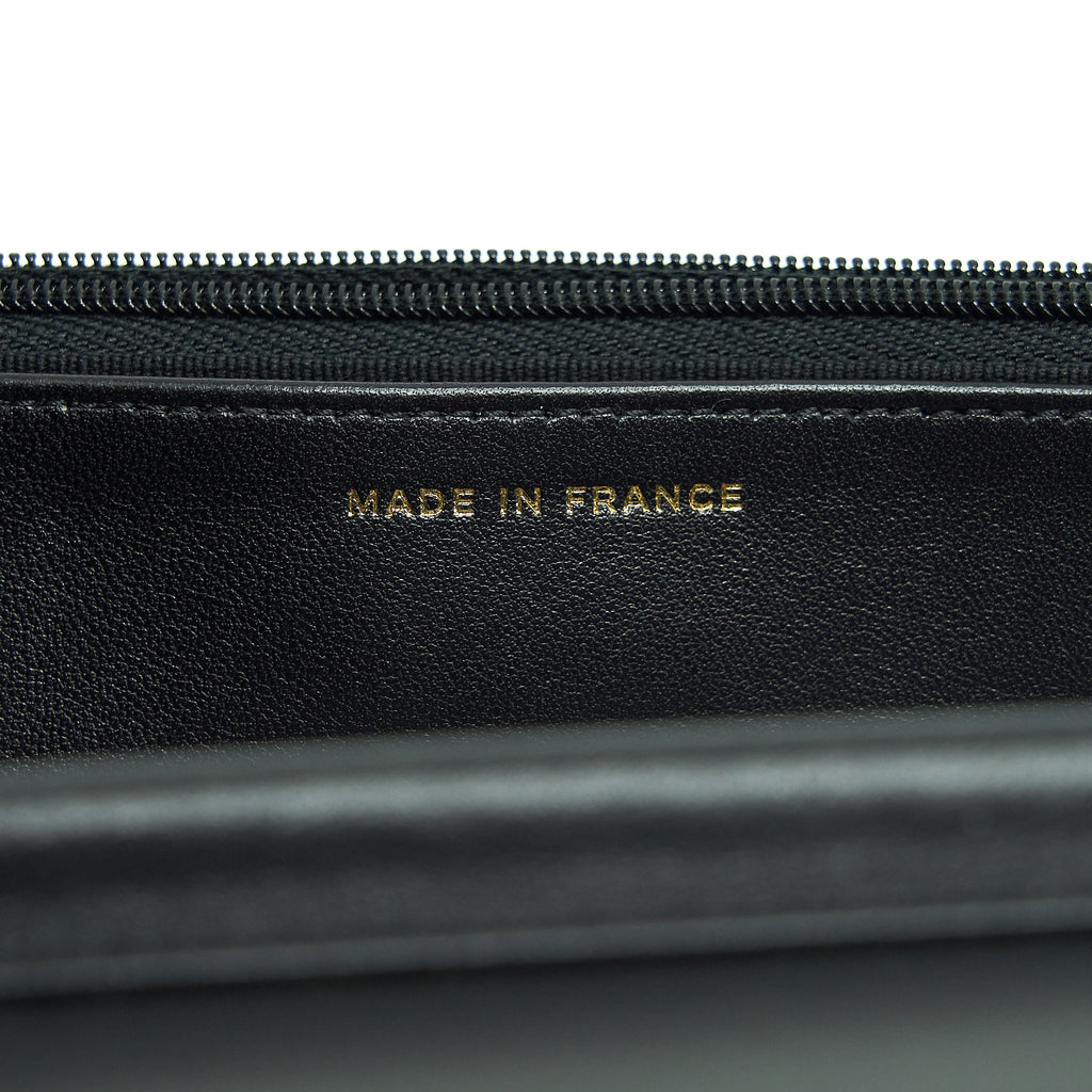 CHANEL RIBBON WALLET ON CHAIN LAMBSKIN BLACK LGHW (MICROCHIP)