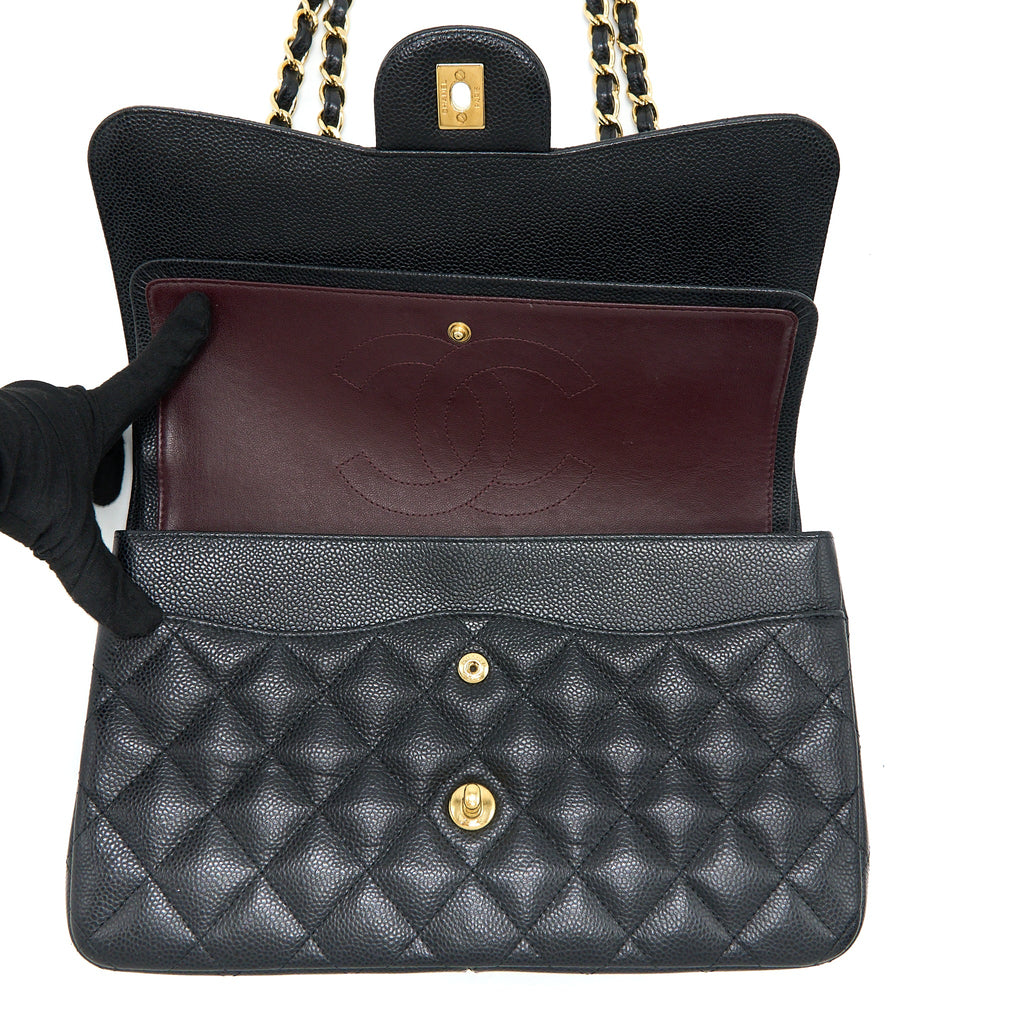 CHANEL CLASSIC JUMBO DOUBLE FLAP BAG CAVIAR BLACK GHW