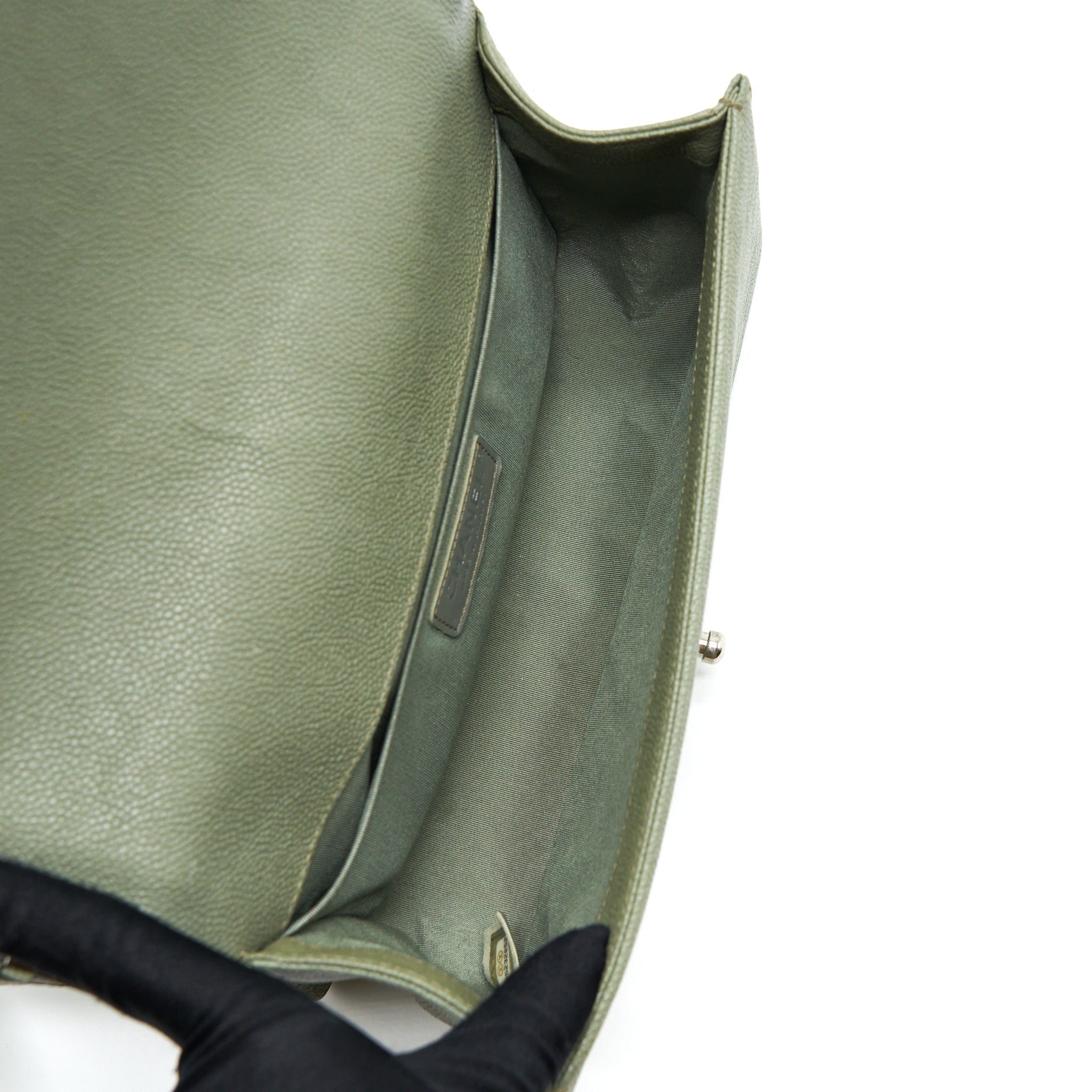 CHANEL MEDIUM BOY BAG CAVIAR LIGHT GREEN SHW