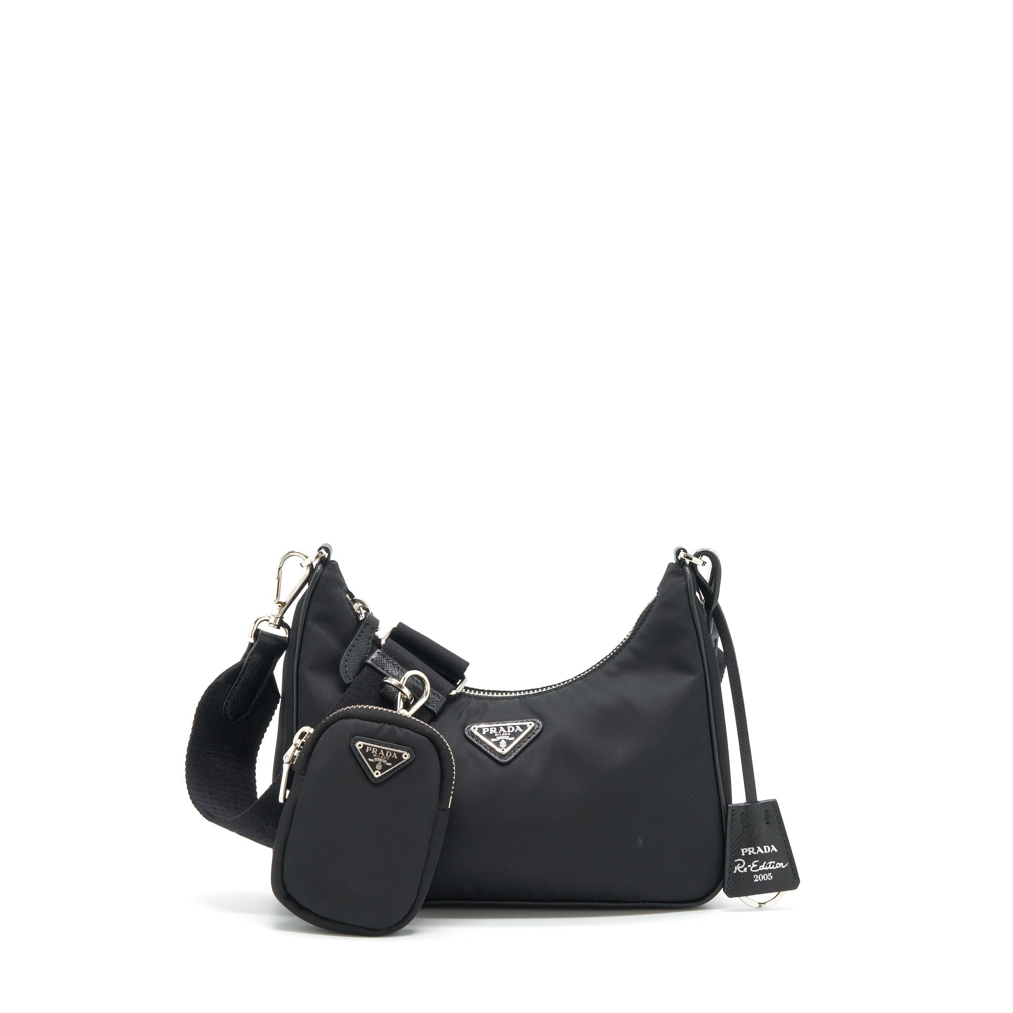 PRADA REEDITION 2005 RE NYLON BAG BLACK SHW(CHAIN HANDLE MISSING）