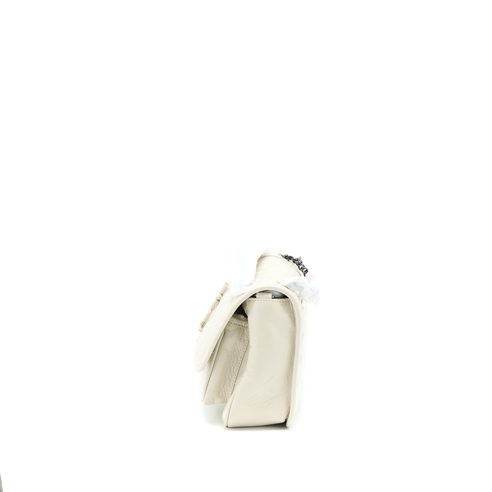 SAINT LAURENT NIKI BABY CHAIN BAG IN CRINKLED CALFSKIN BLANC SHW