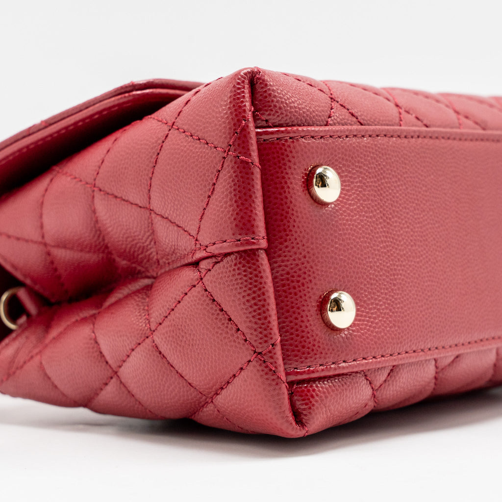 CHANEL SMALL COCO HANDLE CAVIAR RED LGHW (MICROCHIP)