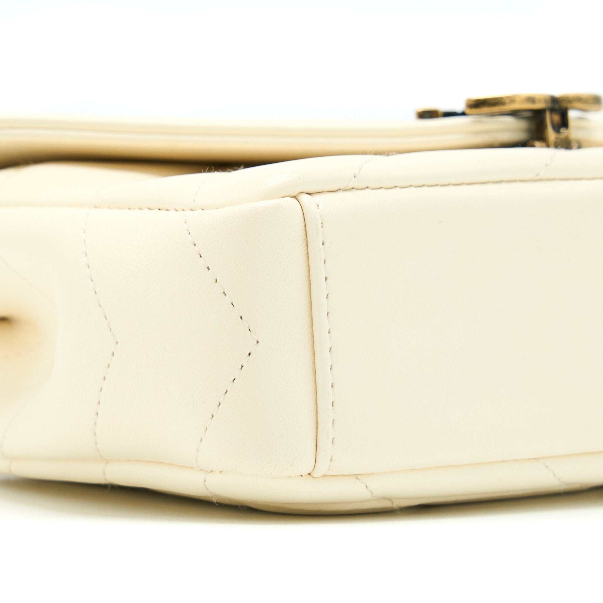 CHANEL ENVELOP CHEVRON FLAP BAG WHITE WITH RUTHENIUM GOLD HARDWARE
