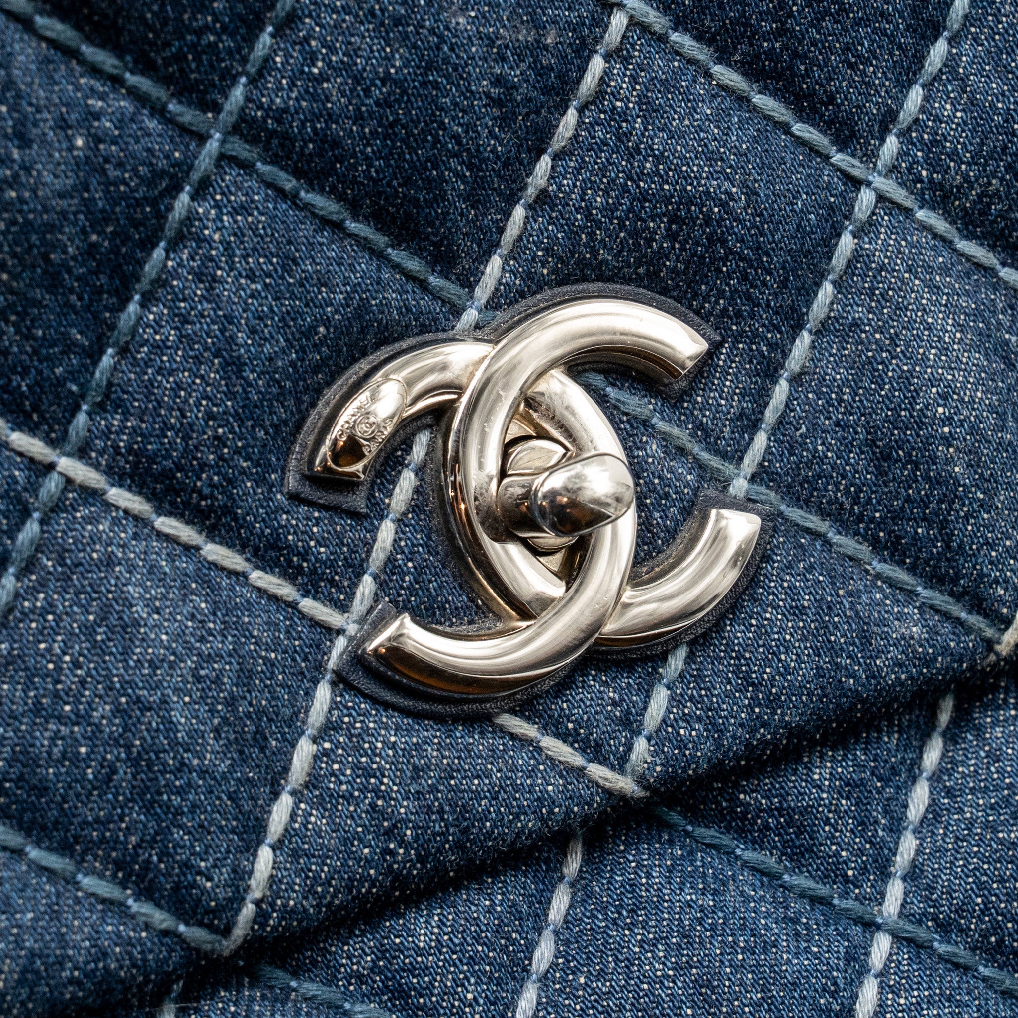 CHANEL MEDIUM COCO HANDLE DENIM/LEATHER BLUE SHW
