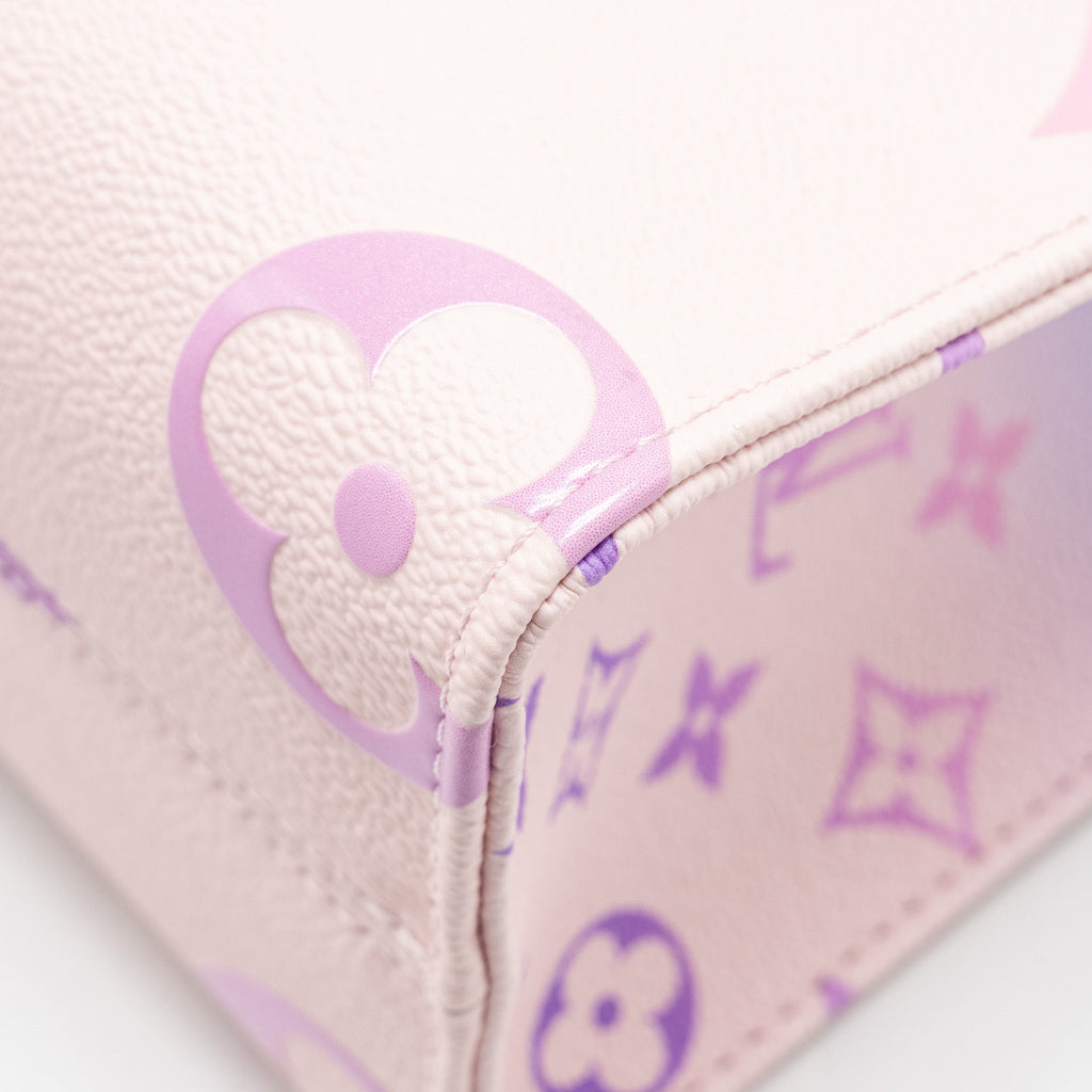 LOUIS VUITTON ONTHEGO PM CALFSKIN SUNRISE PASTEL MULTICOLOUR PINK / PURPLE GHW